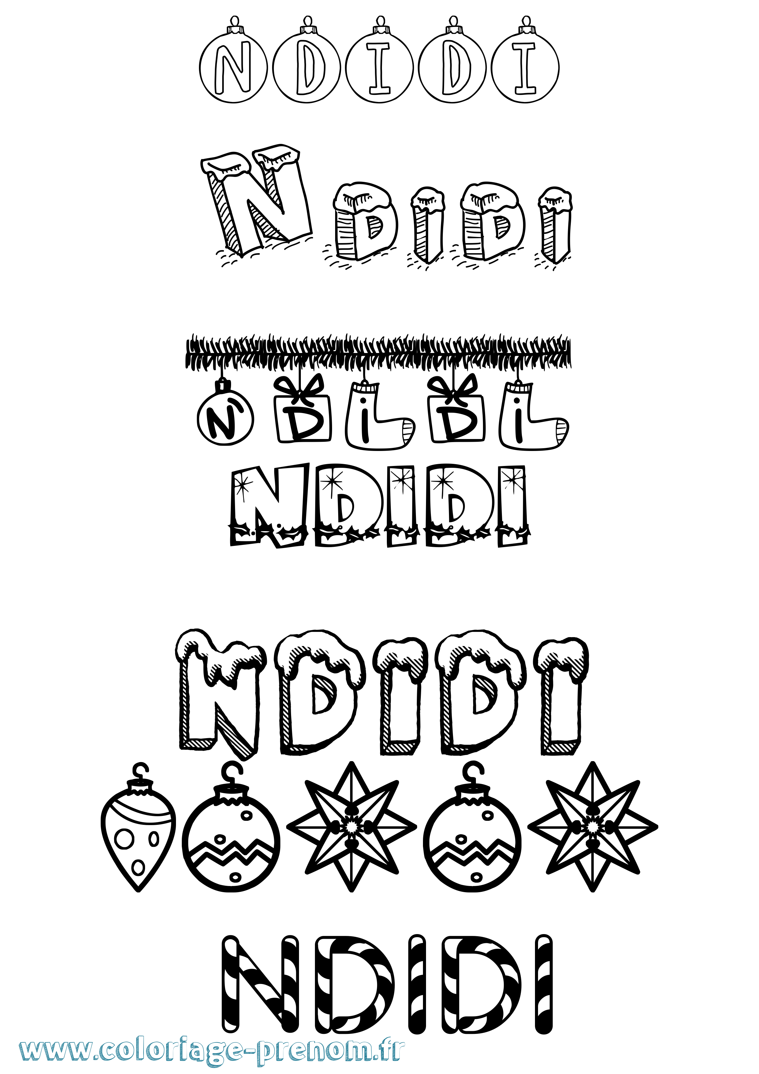 Coloriage Ndidi Noël Coloriage prénom Ndidi Noël