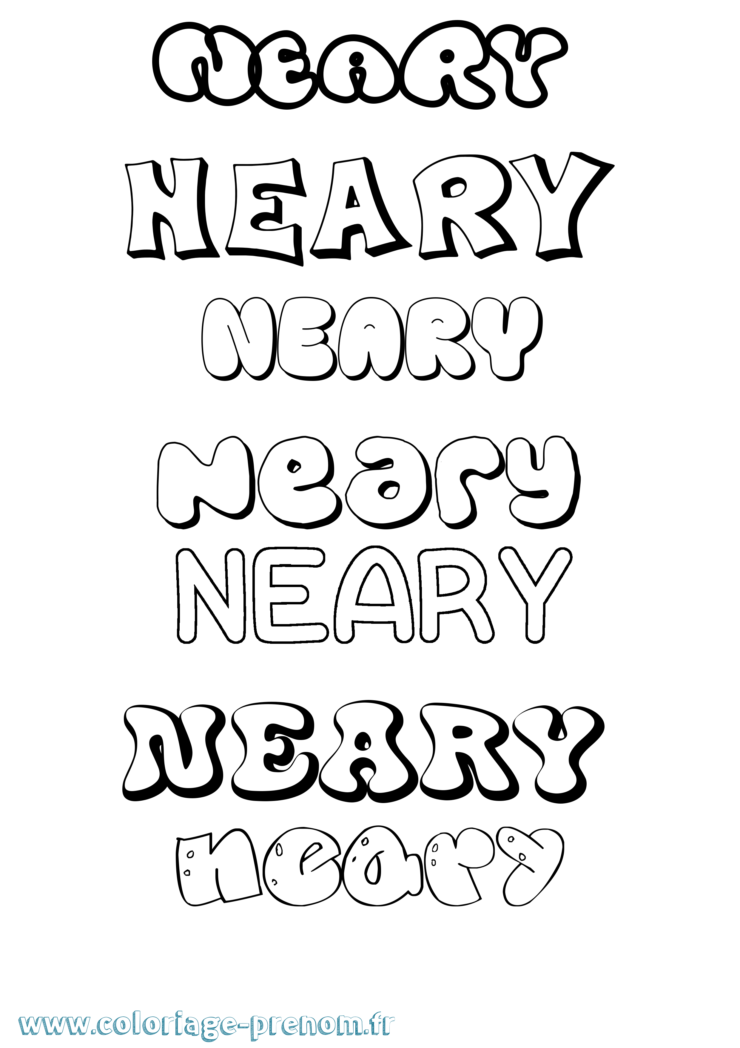 Coloriage Neary Bubble Coloriage prénom Neary Bubble
