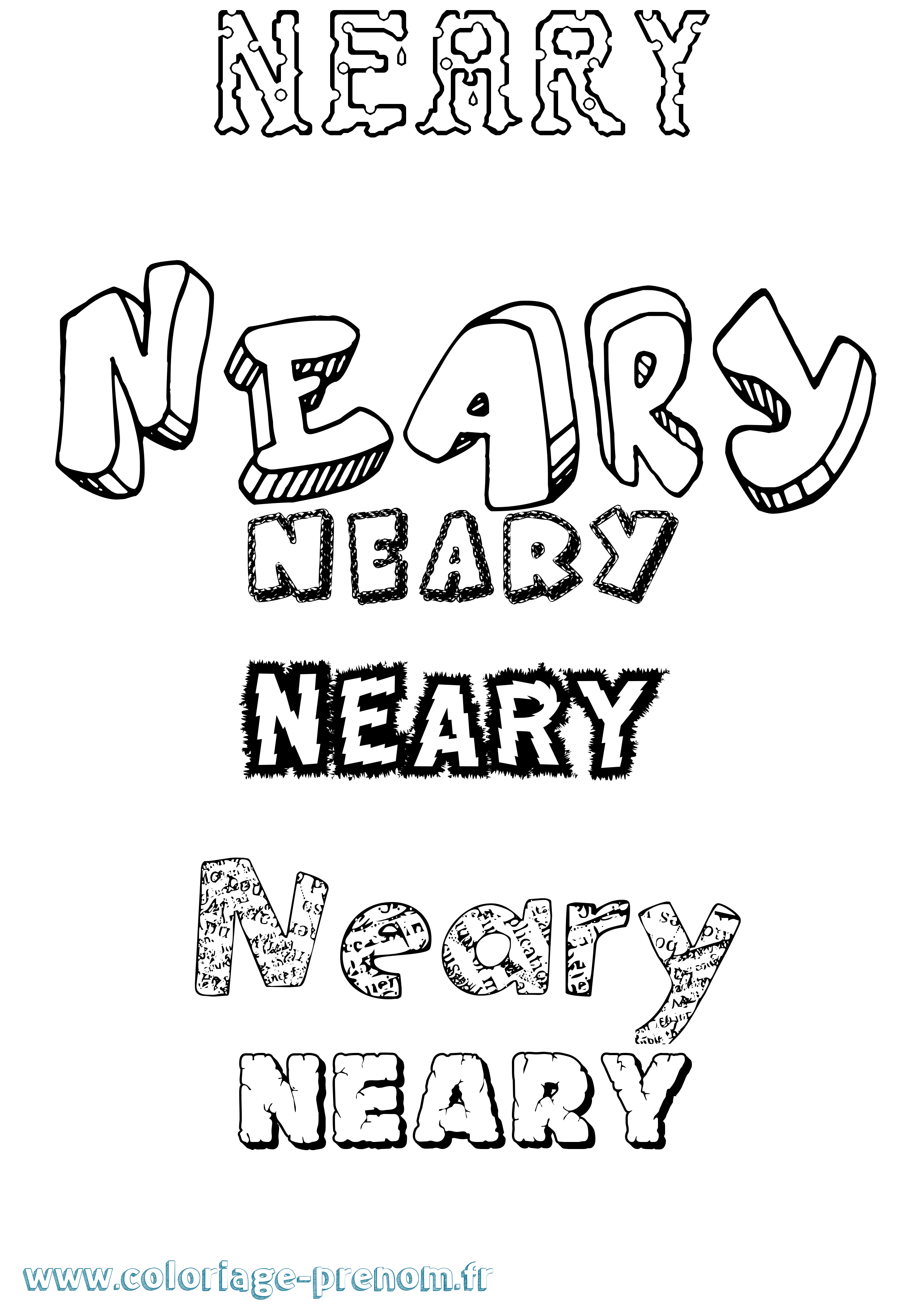 Coloriage Neary Destructuré Coloriage prénom Neary Destructuré