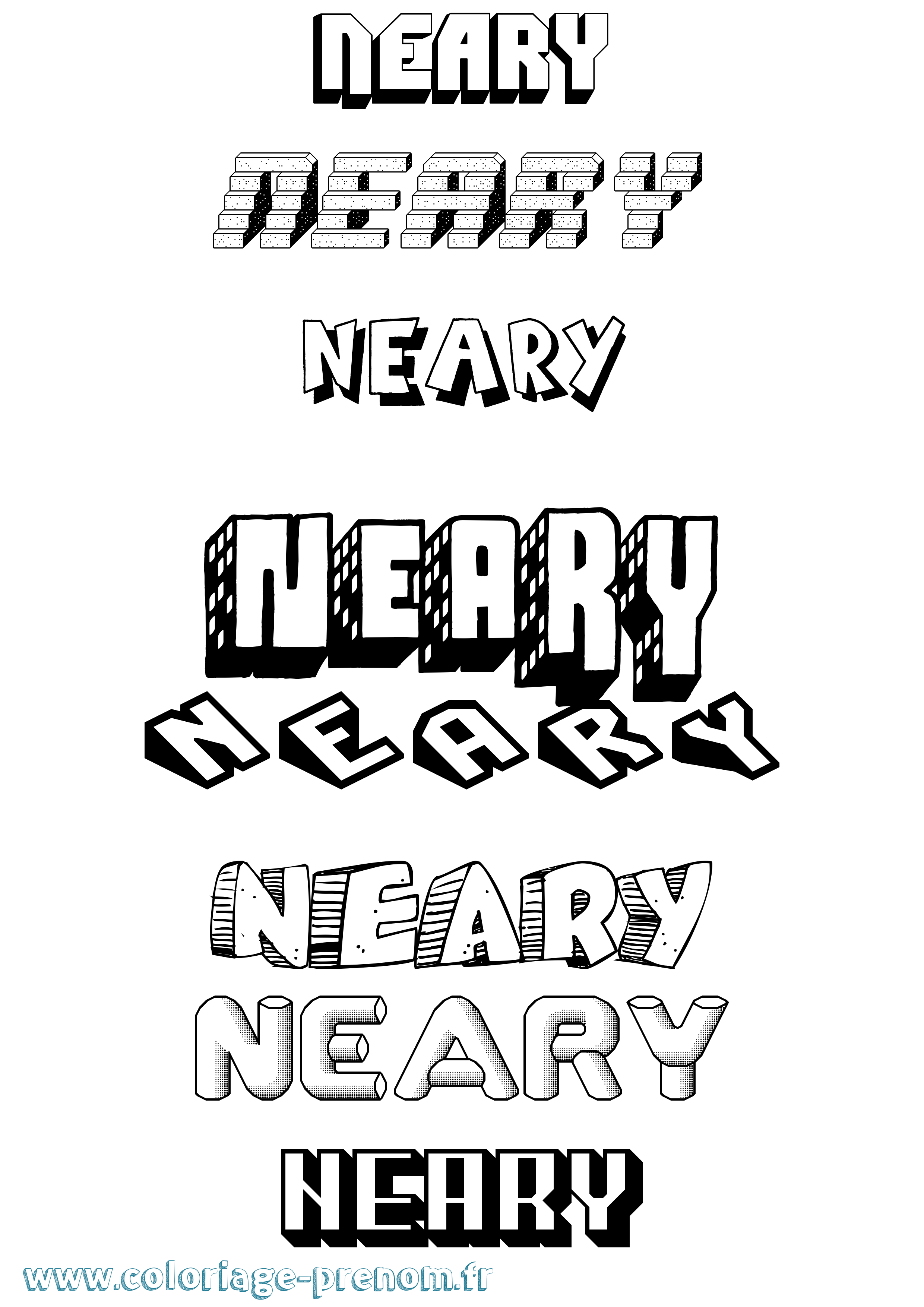 Coloriage Neary Effet 3D Coloriage prénom Neary Effet 3D