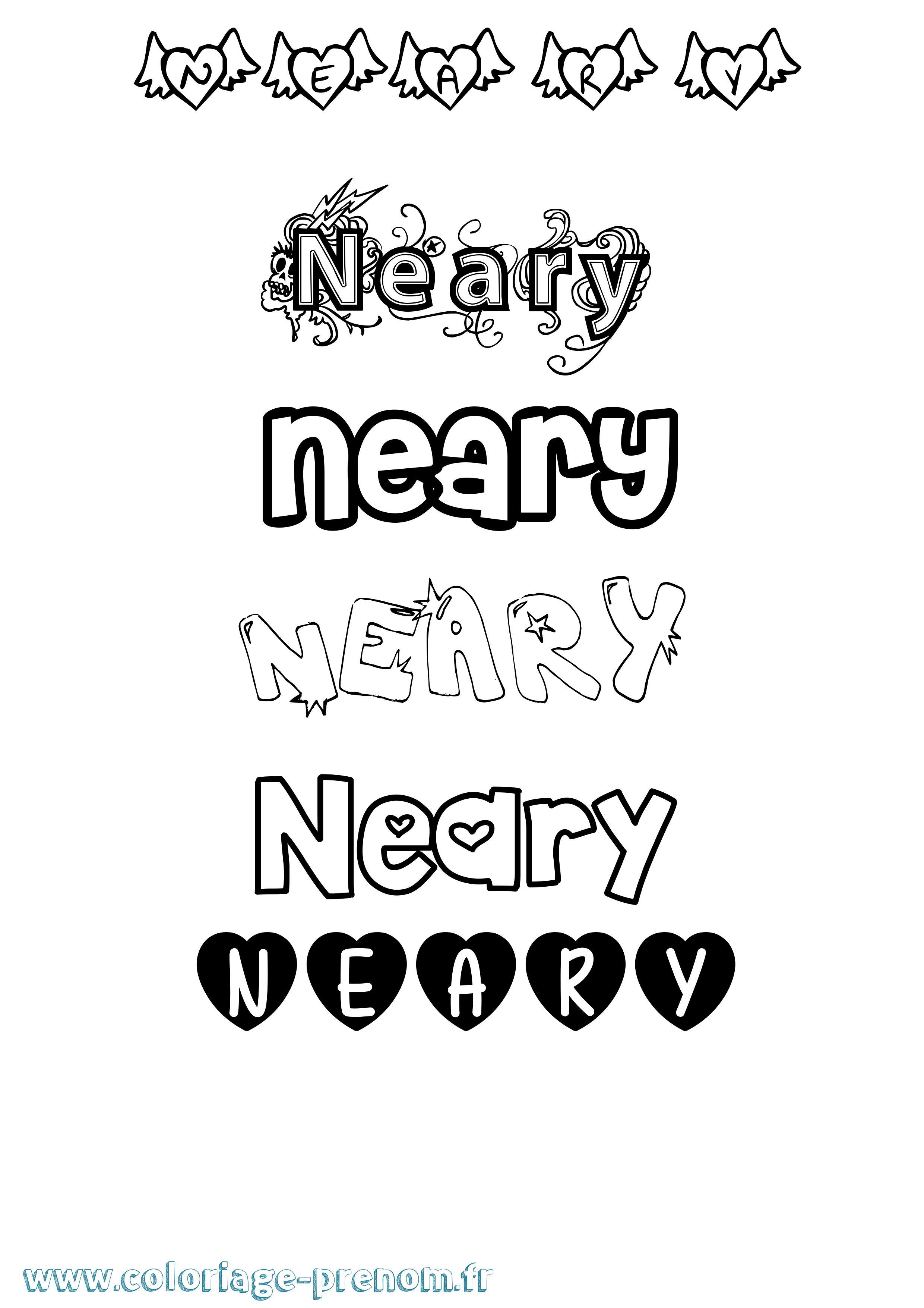 Coloriage Neary Girly Coloriage prénom Neary Girly