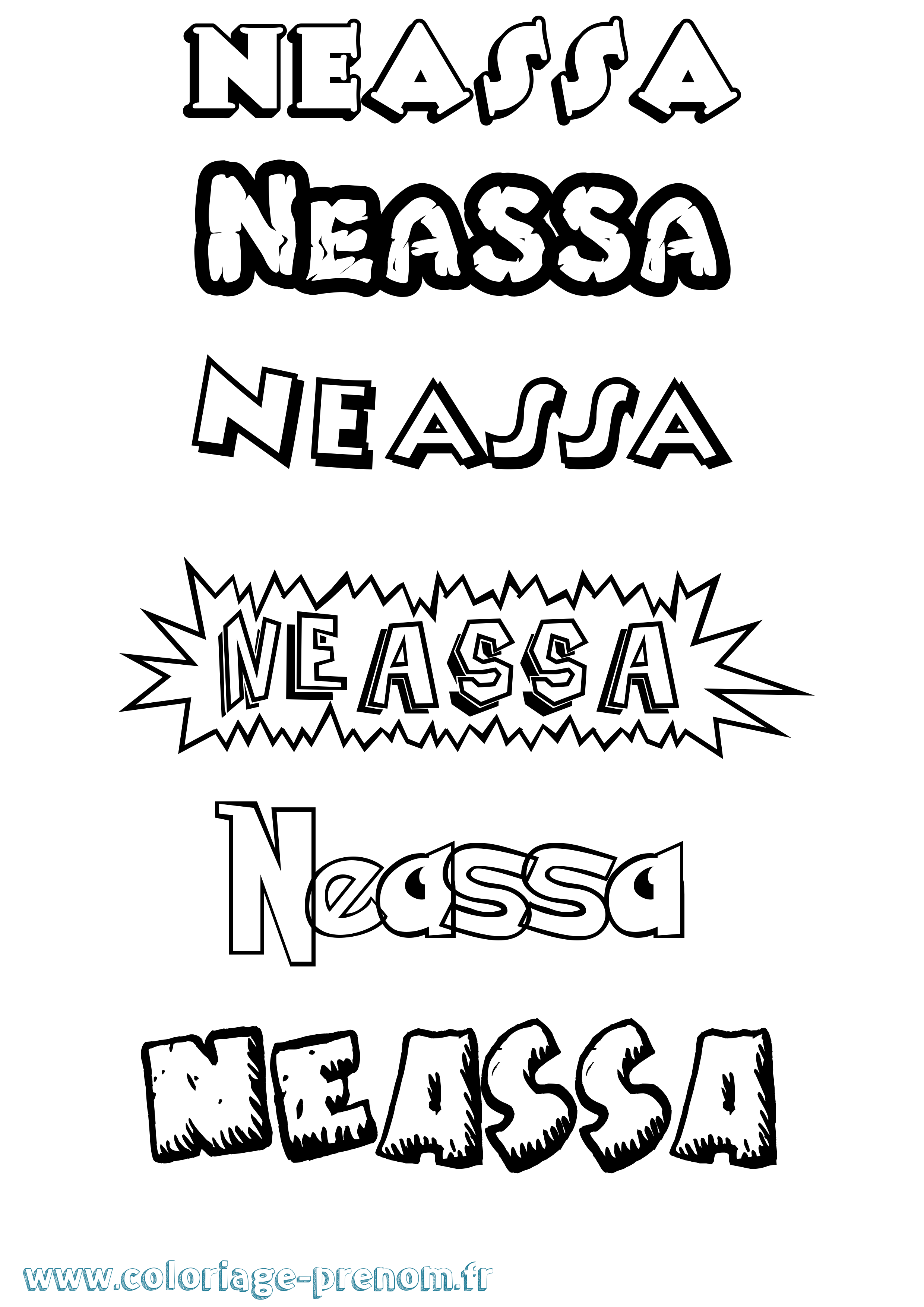 Coloriage Neassa Dessin Animé Coloriage prénom Neassa Dessin Animé