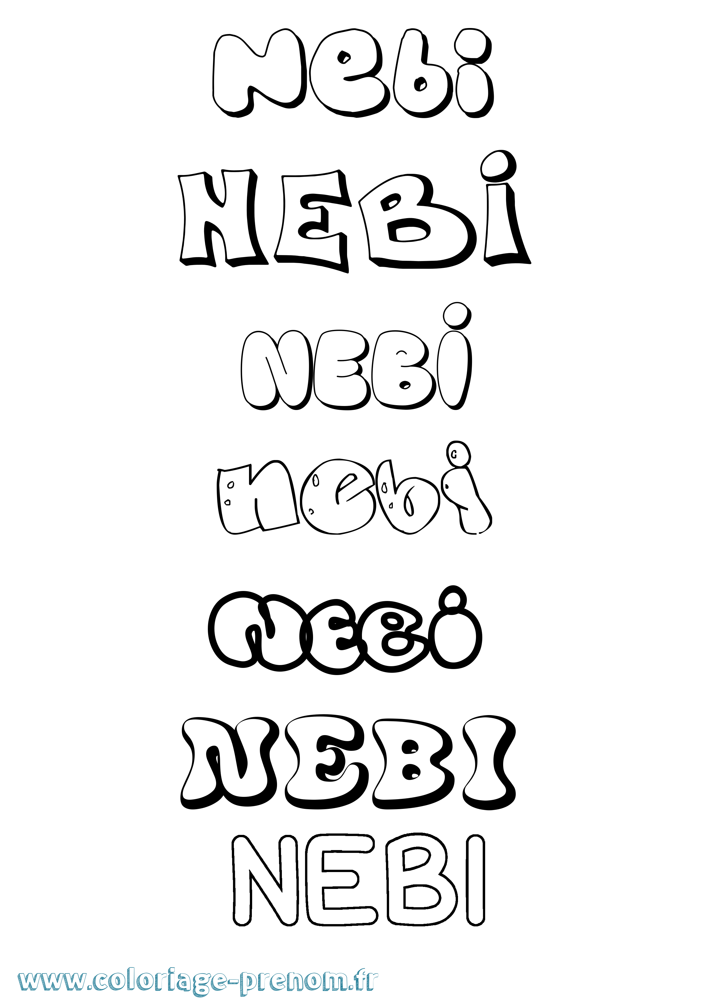 Coloriage Nebi Bubble Coloriage prénom Nebi Bubble