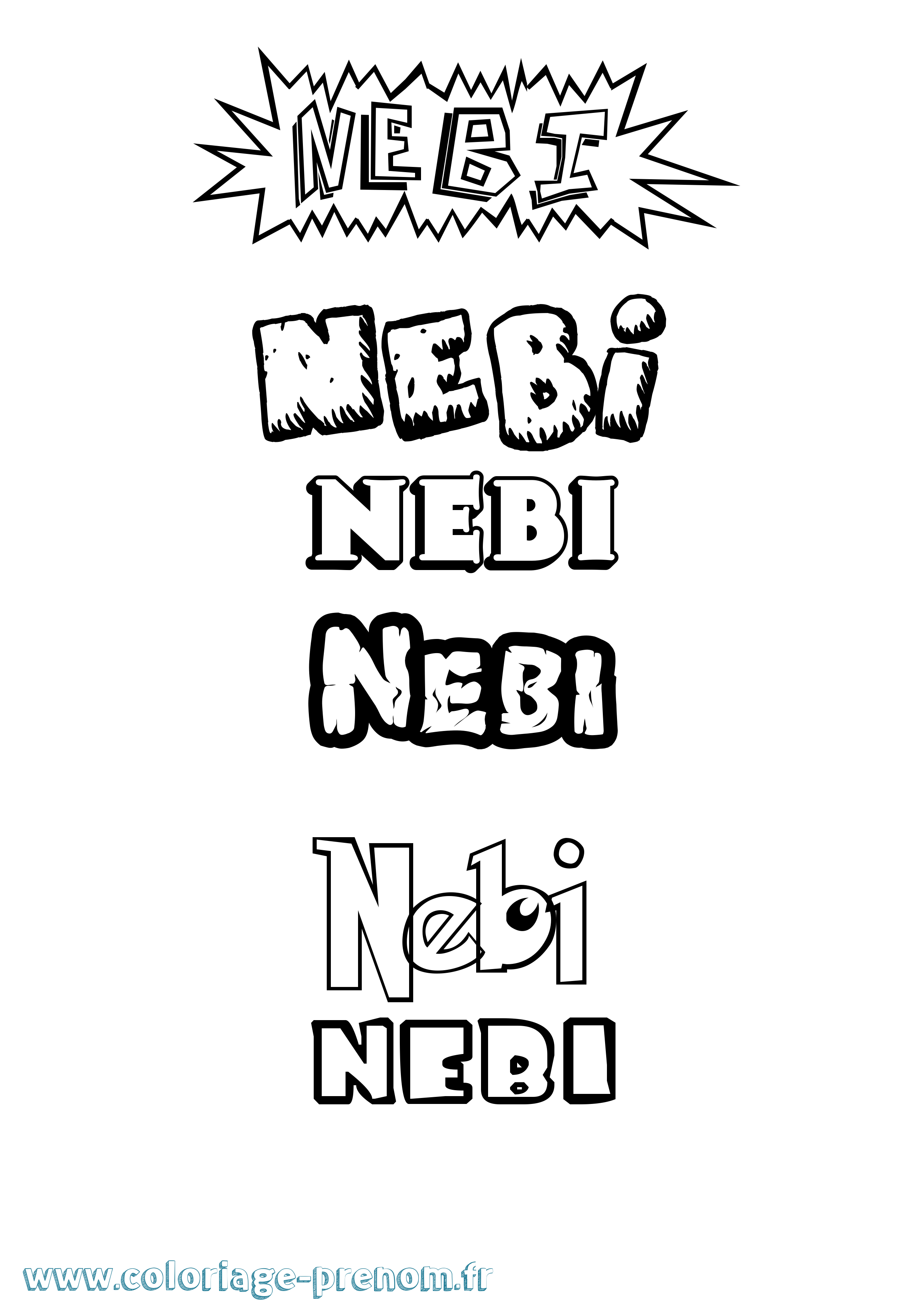 Coloriage Nebi Dessin Animé Coloriage prénom Nebi Dessin Animé