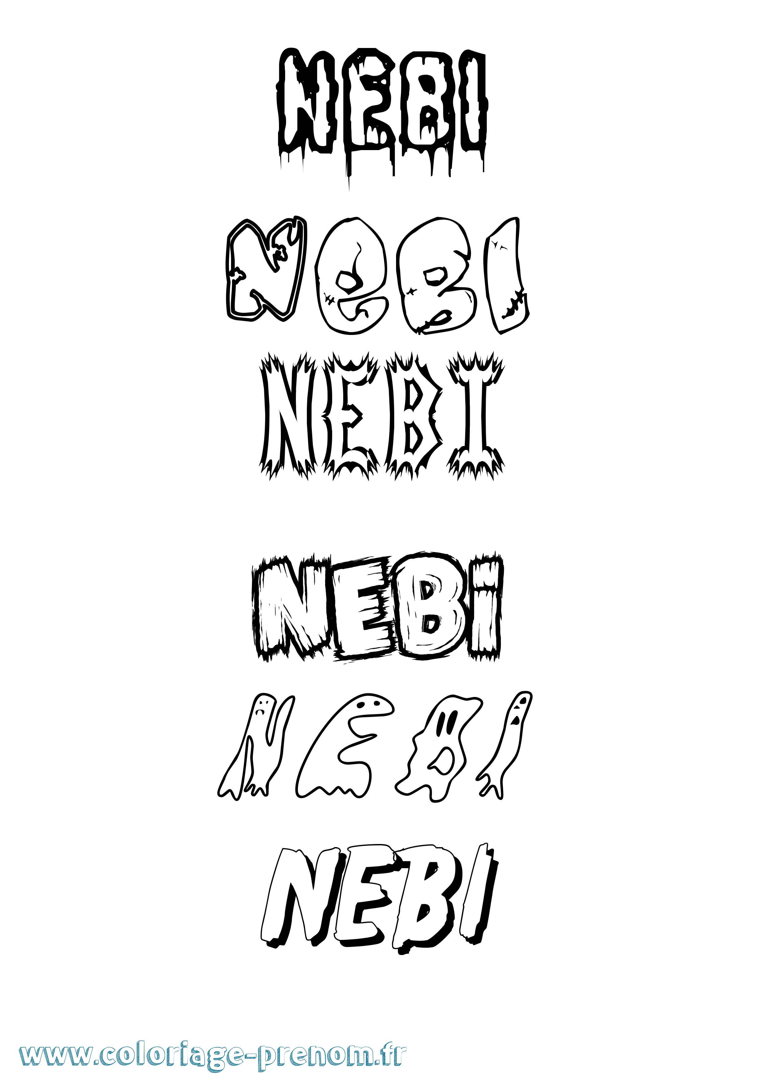 Coloriage Nebi Frisson Coloriage prénom Nebi Frisson