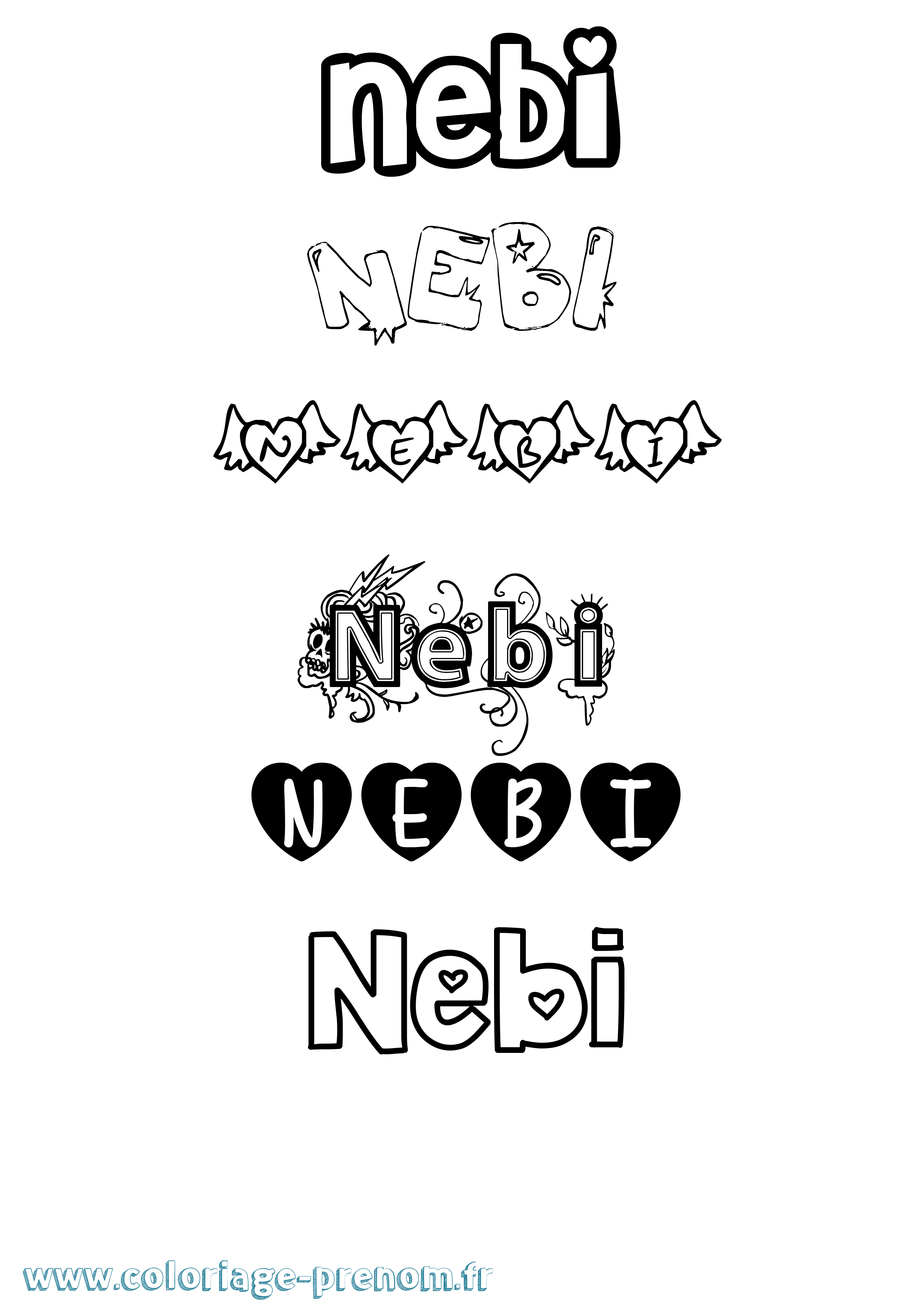 Coloriage Nebi Girly Coloriage prénom Nebi Girly