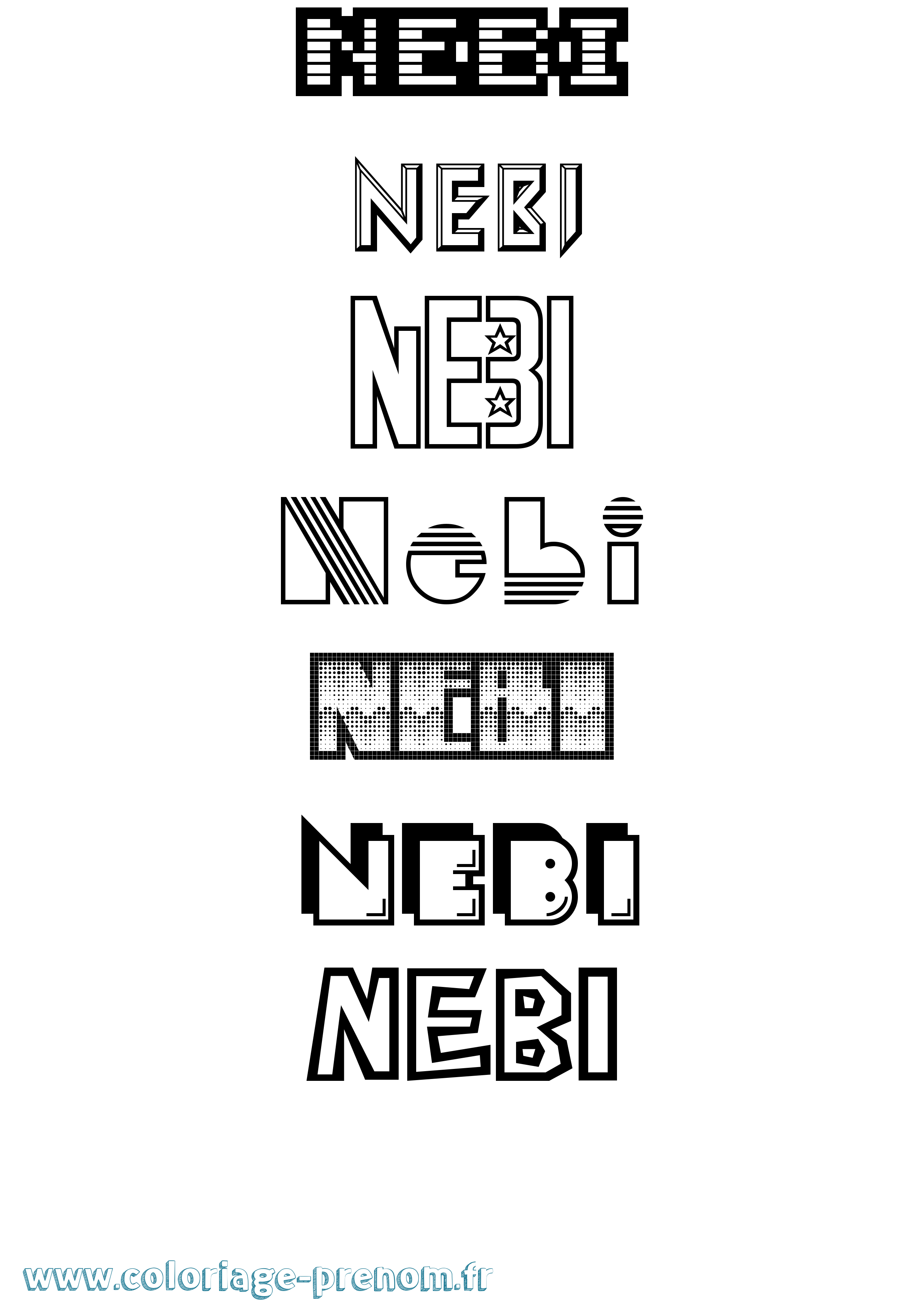 Coloriage Nebi Jeux Vidéos Coloriage prénom Nebi Jeux Vidéos