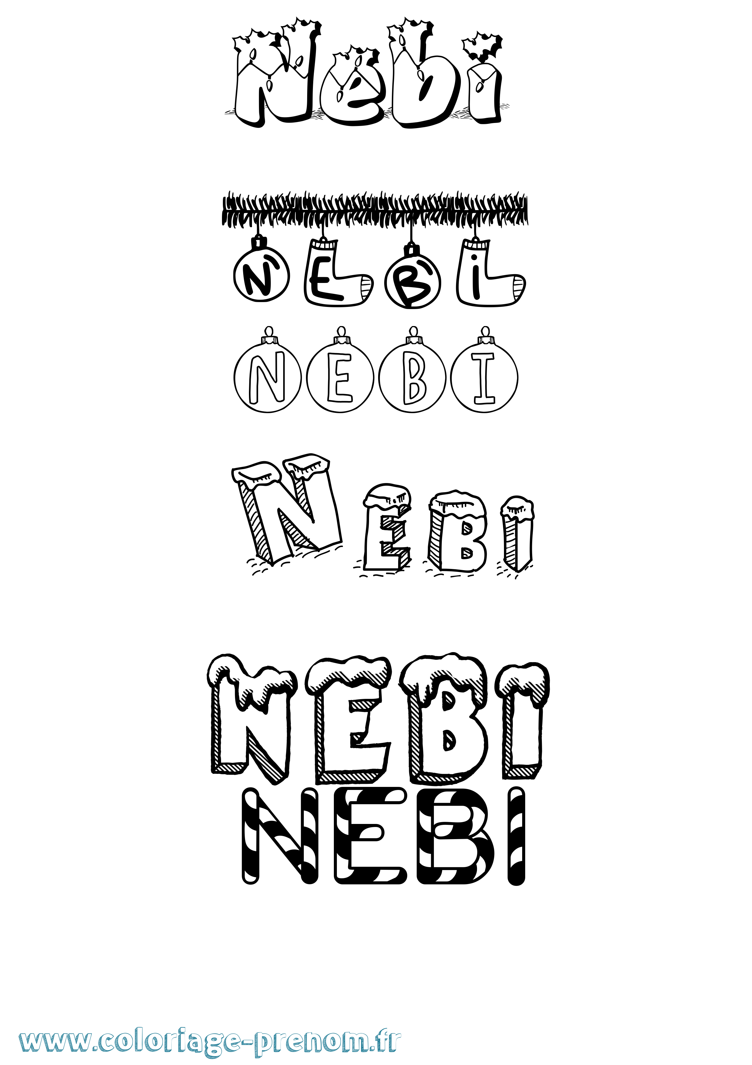 Coloriage Nebi Noël Coloriage prénom Nebi Noël
