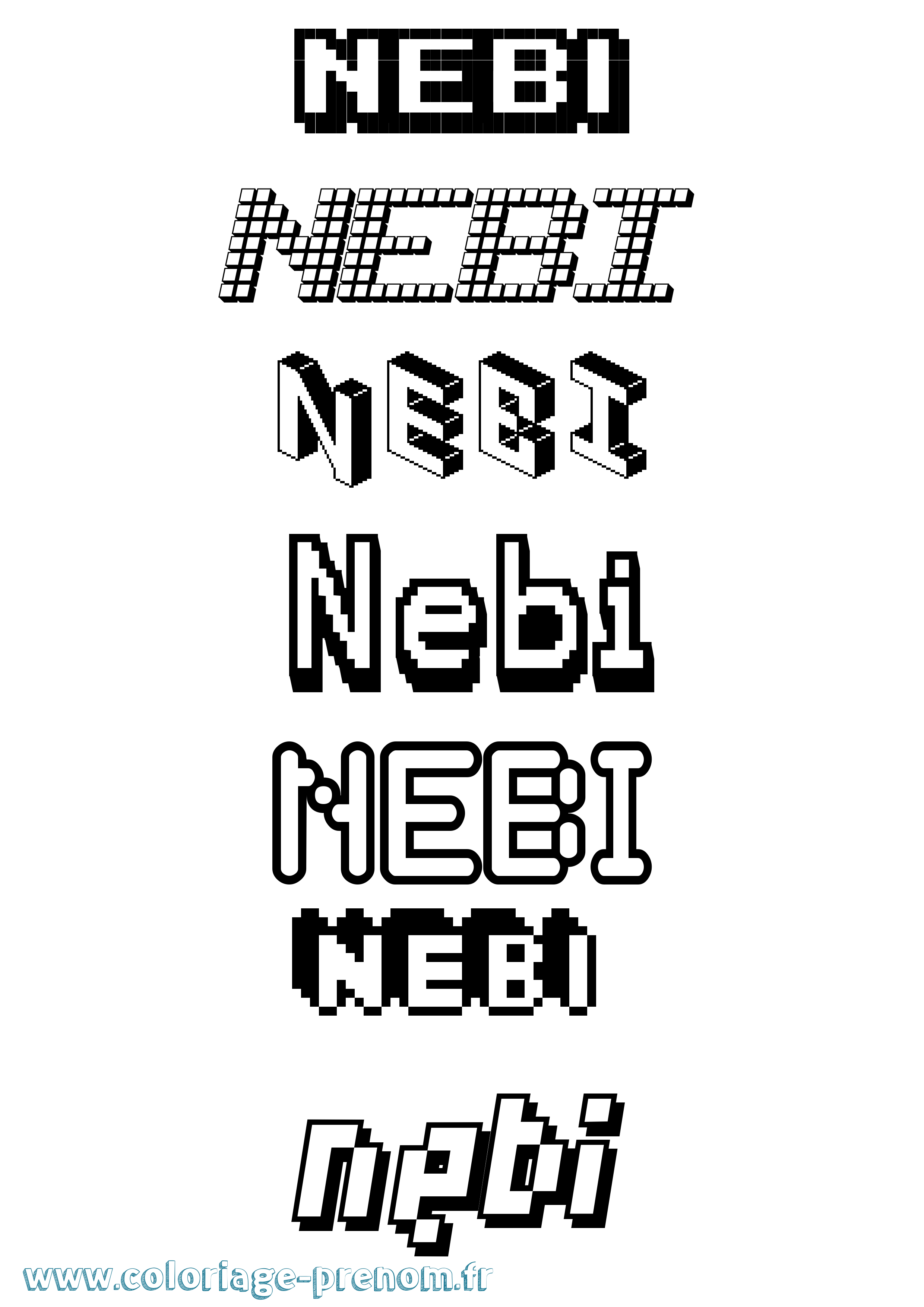 Coloriage Nebi Pixel Coloriage prénom Nebi Pixel