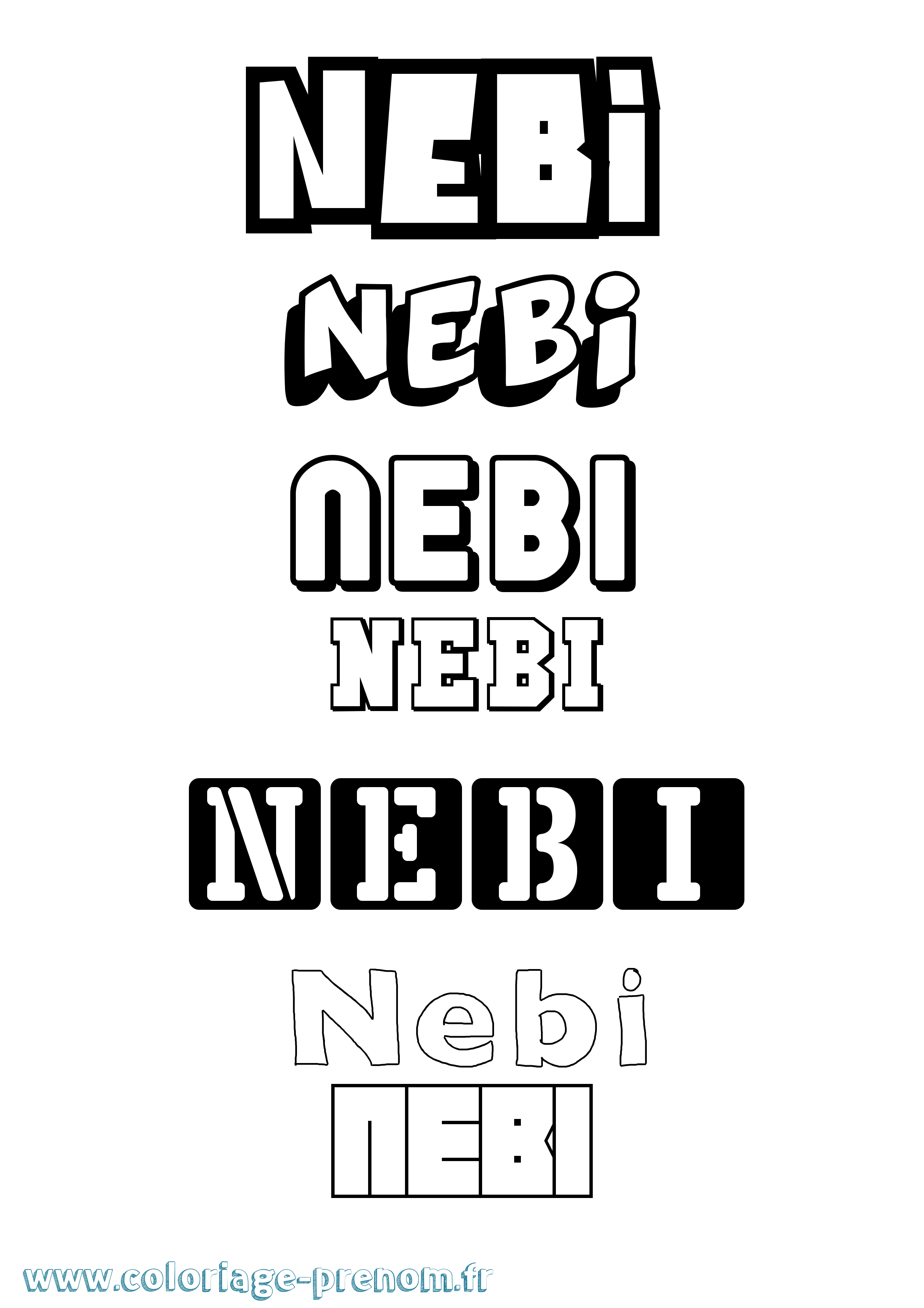 Coloriage Nebi Simple Coloriage prénom Nebi Simple