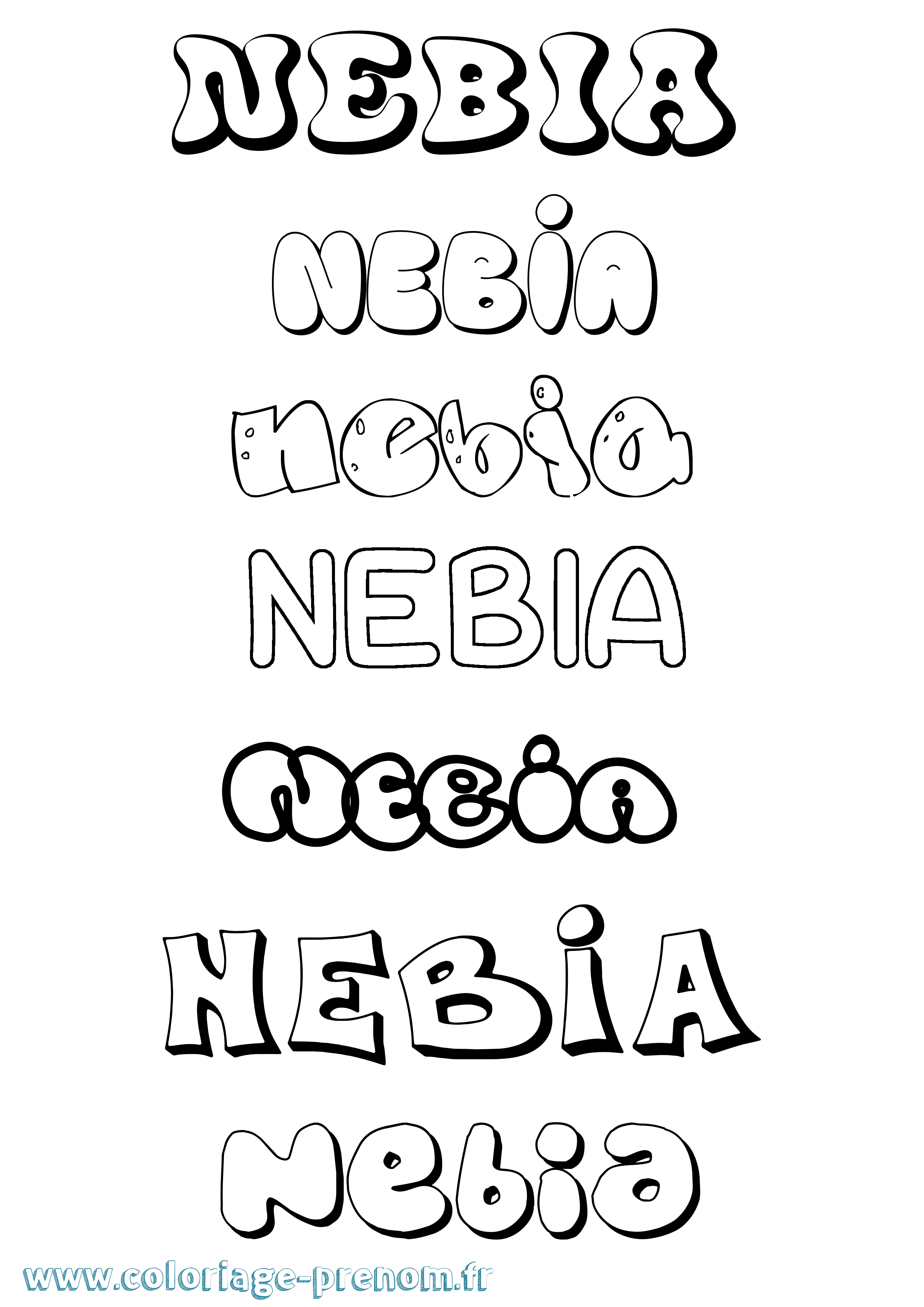 Coloriage Nebia Bubble Coloriage prénom Nebia Bubble