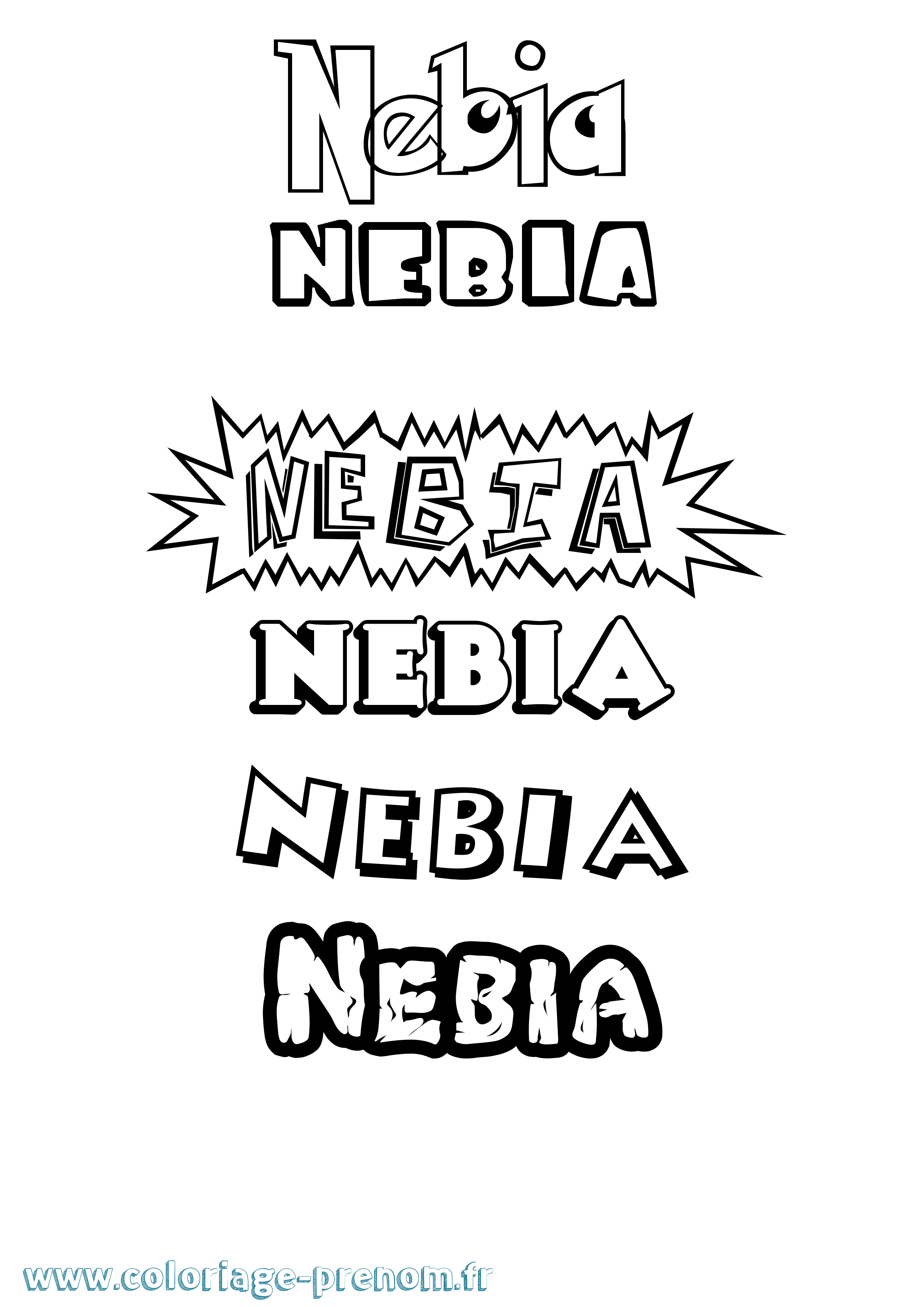 Coloriage Nebia Dessin Animé Coloriage prénom Nebia Dessin Animé