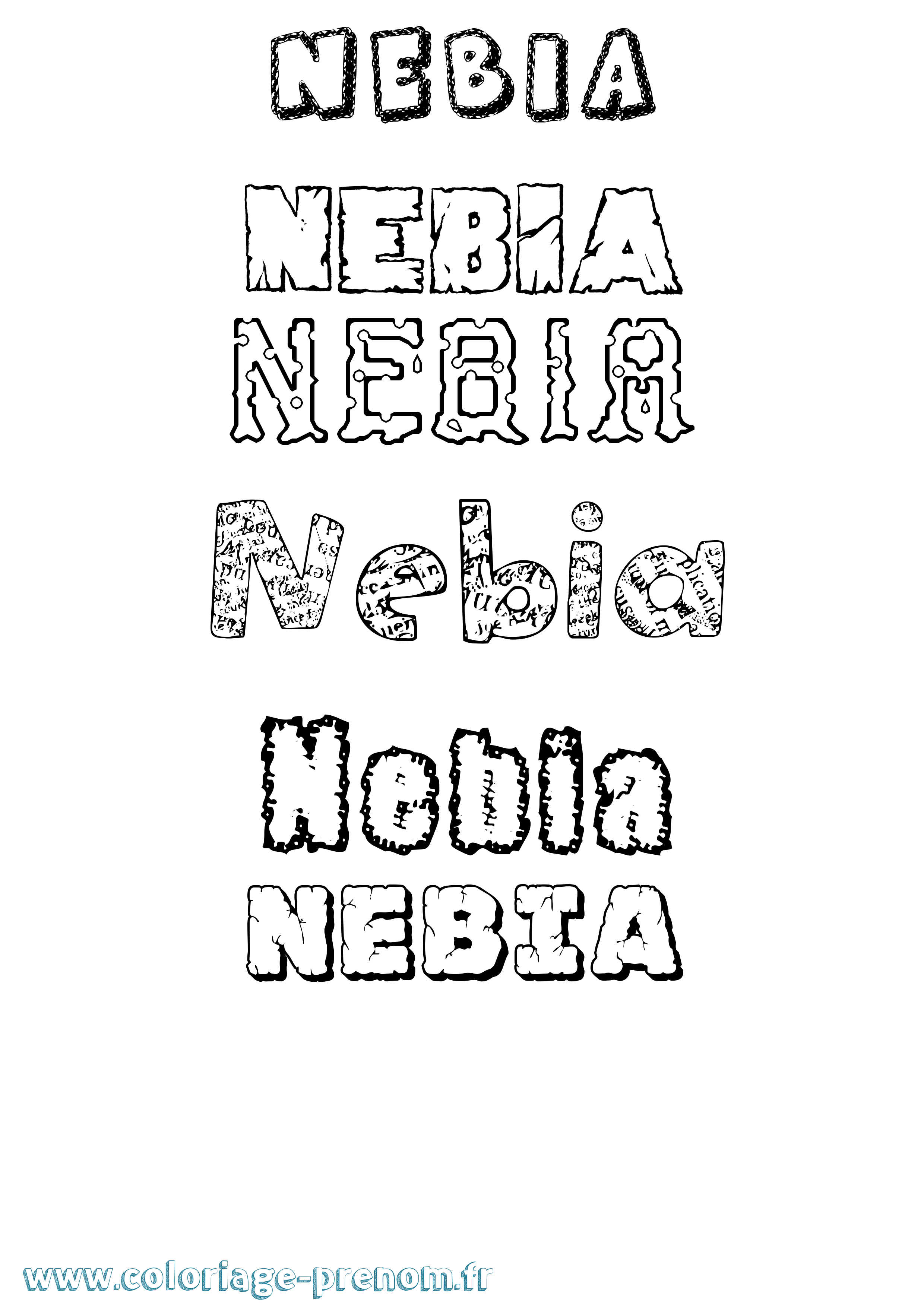 Coloriage Nebia Destructuré Coloriage prénom Nebia Destructuré