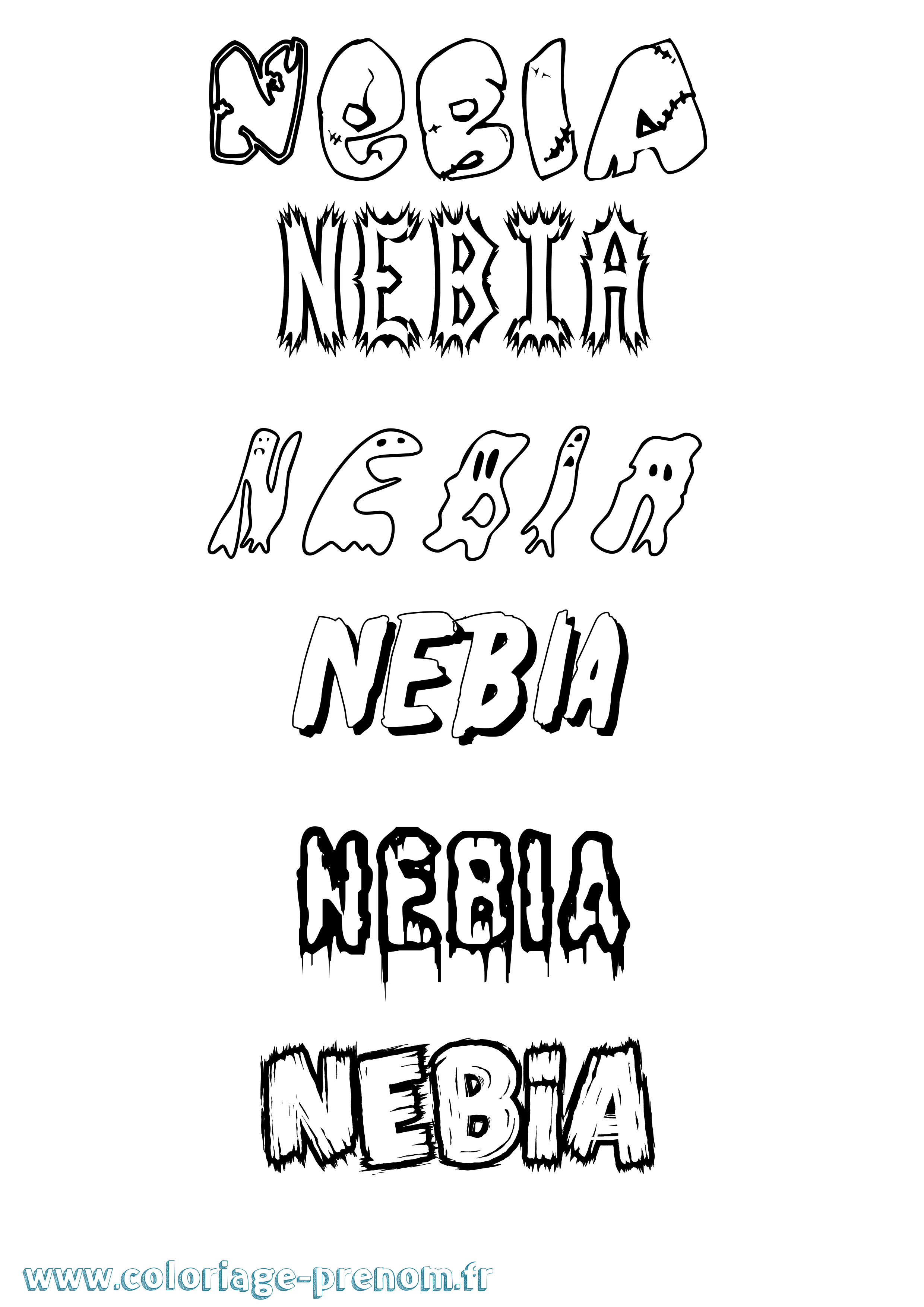 Coloriage Nebia Frisson Coloriage prénom Nebia Frisson