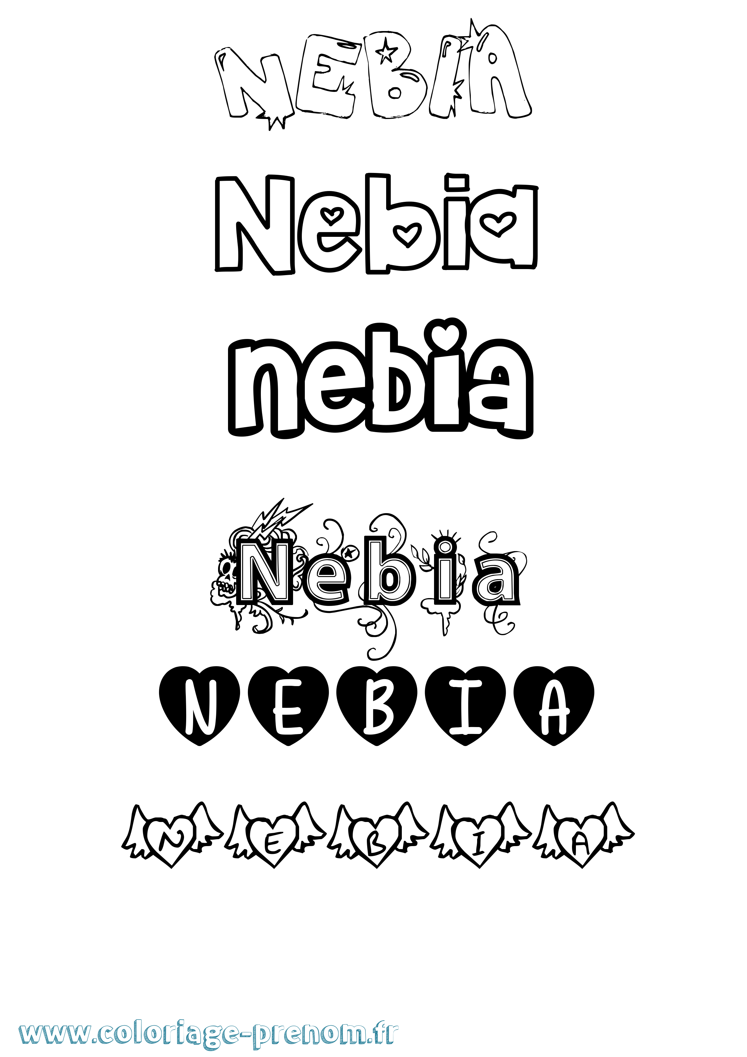 Coloriage Nebia Girly Coloriage prénom Nebia Girly