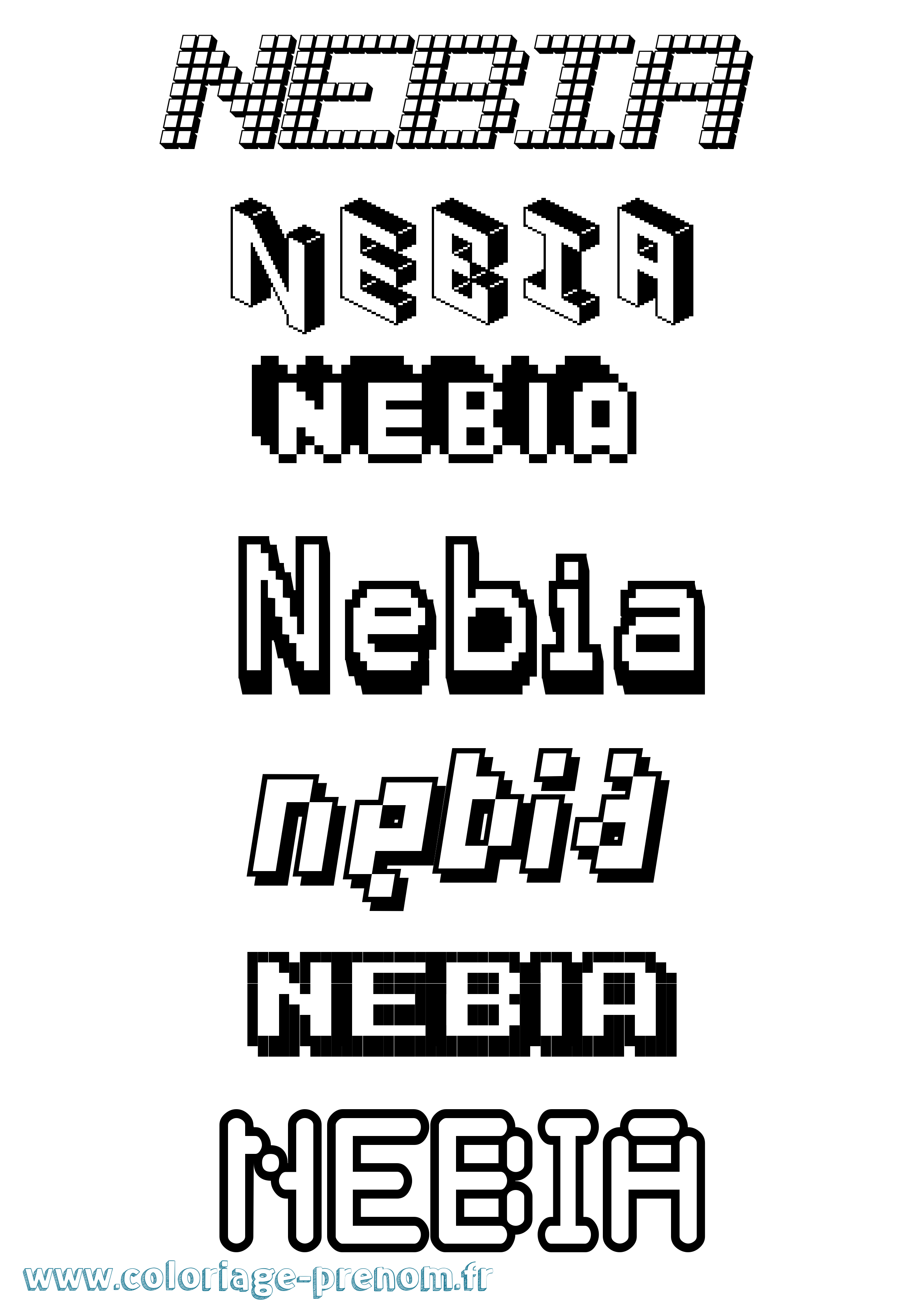 Coloriage Nebia Pixel Coloriage prénom Nebia Pixel