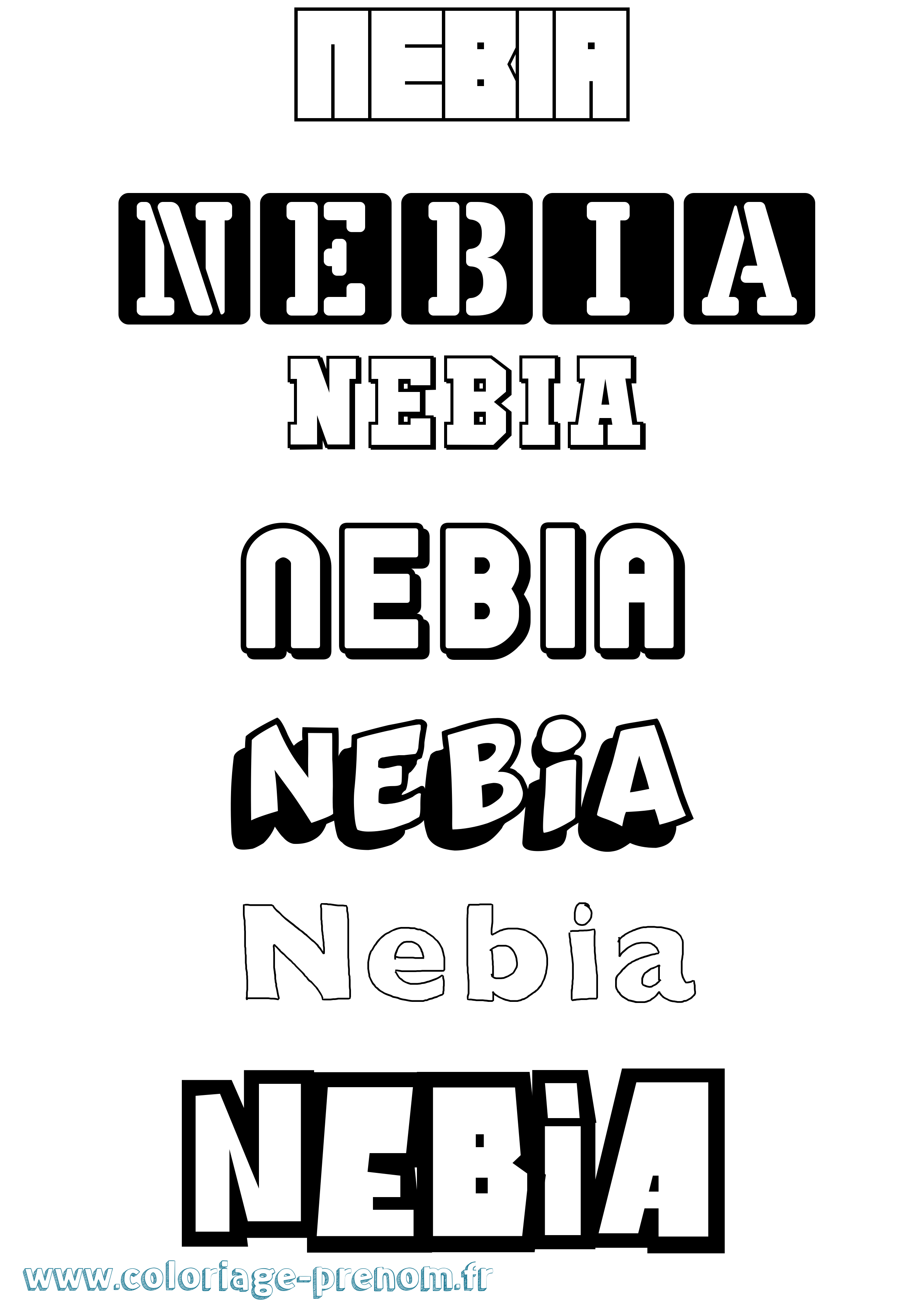 Coloriage Nebia Simple Coloriage prénom Nebia Simple