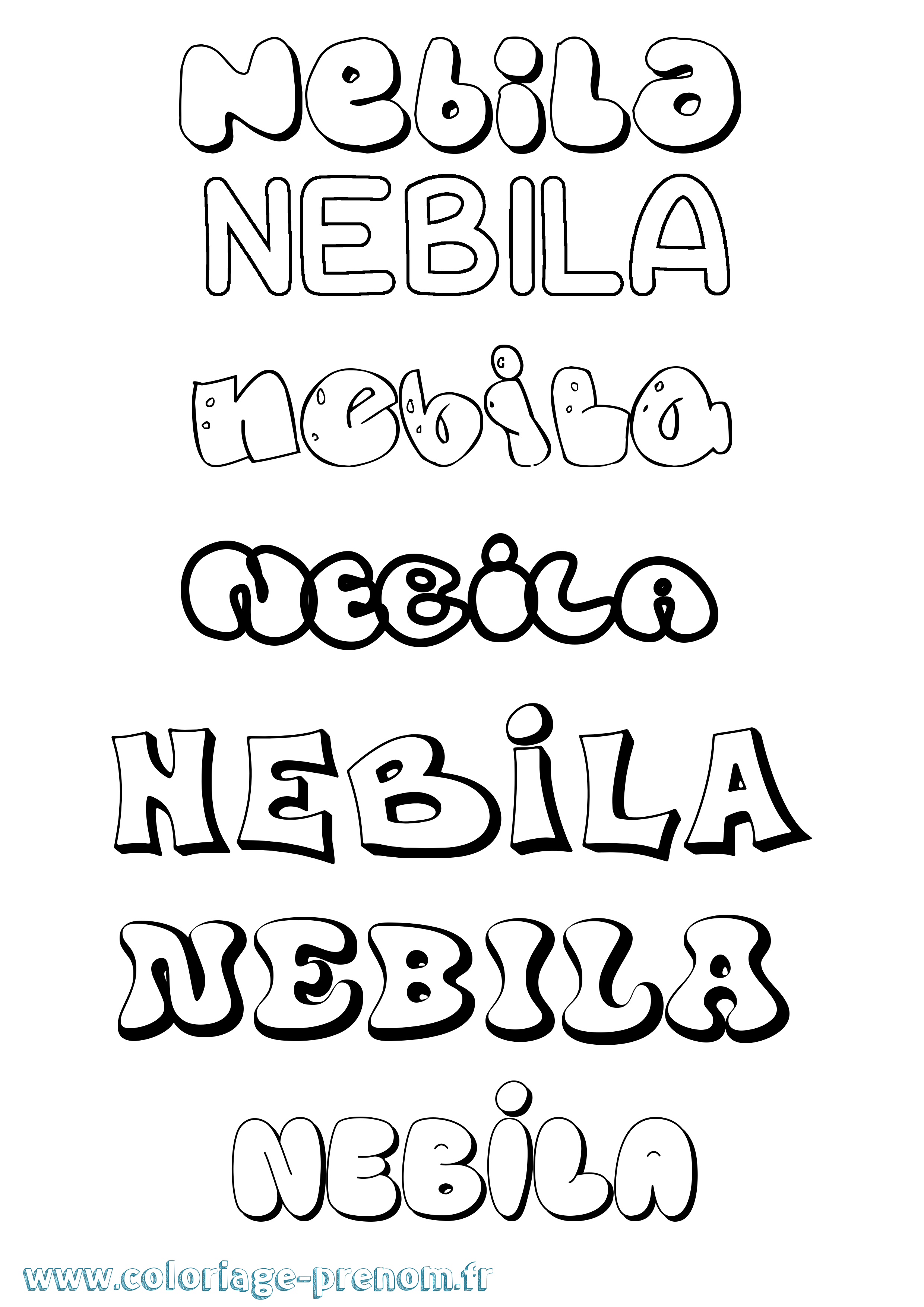 Coloriage Nebila Bubble Coloriage prénom Nebila Bubble