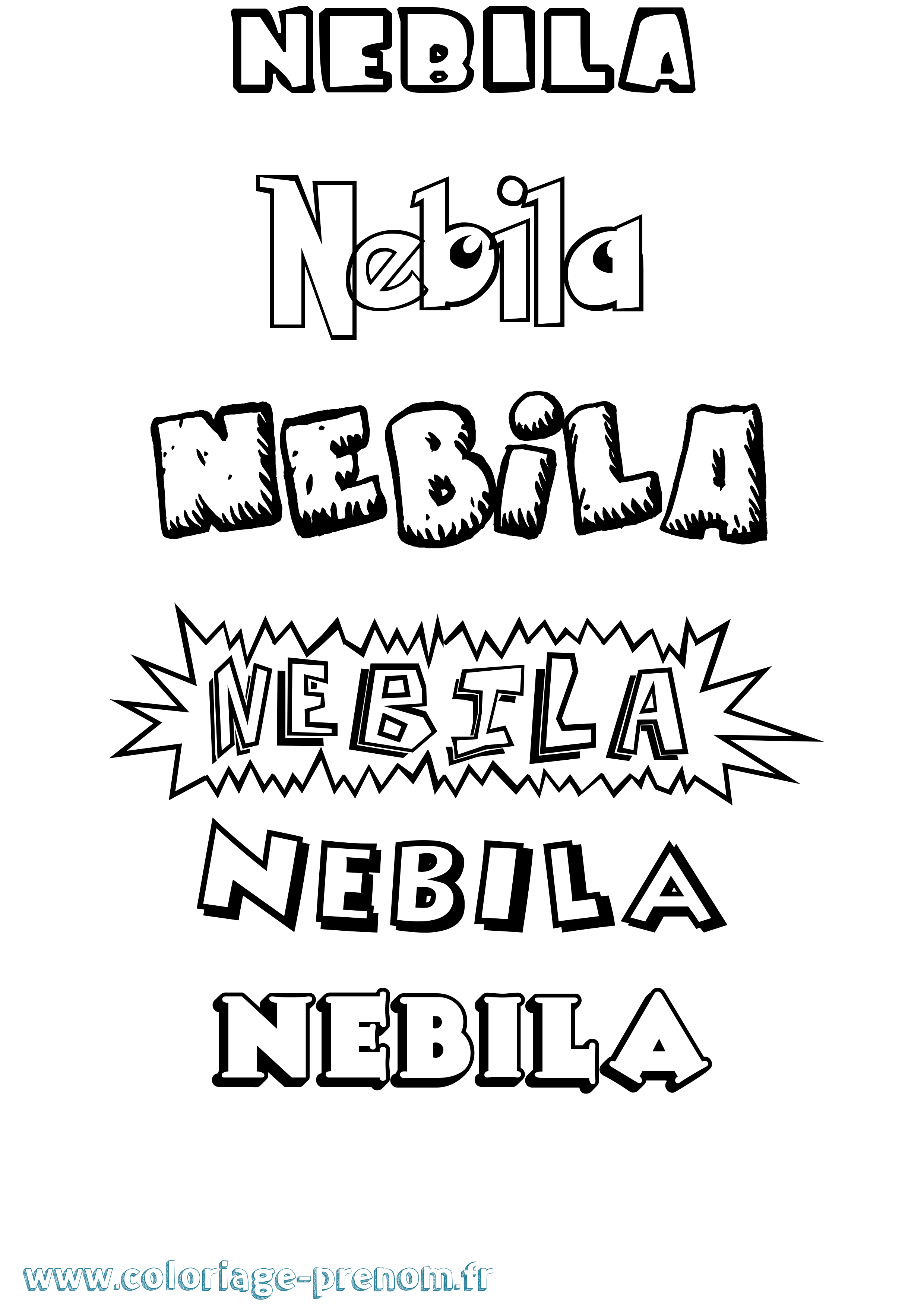 Coloriage Nebila Dessin Animé Coloriage prénom Nebila Dessin Animé