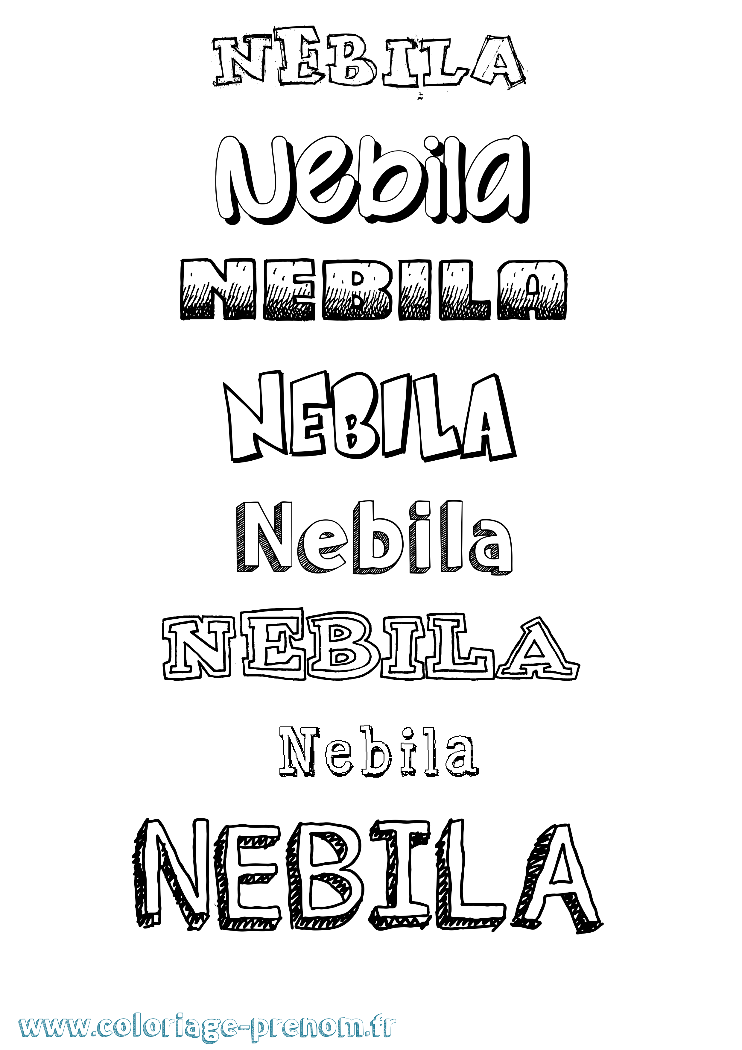 Coloriage Nebila Dessiné Coloriage prénom Nebila Dessiné