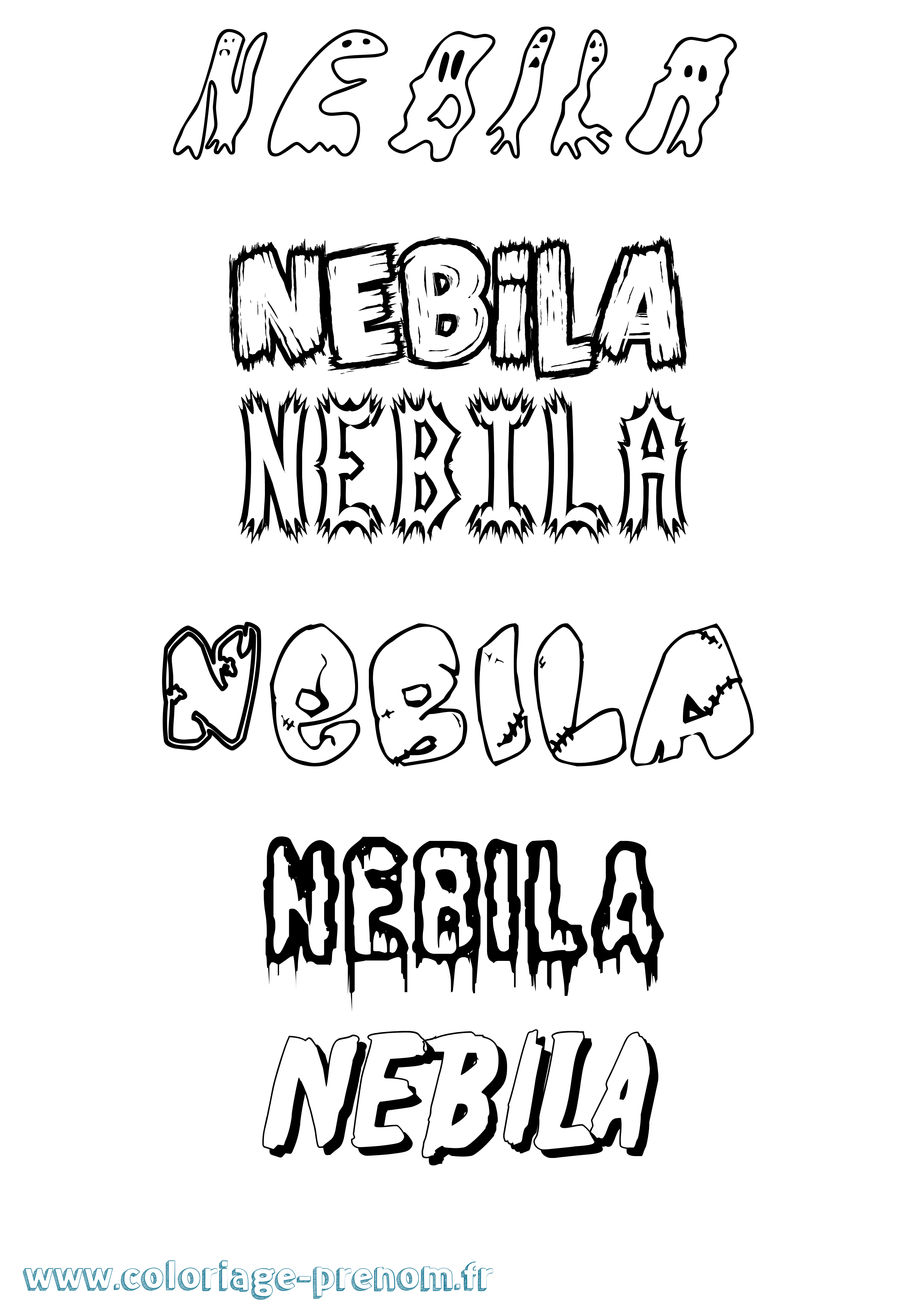 Coloriage Nebila Frisson Coloriage prénom Nebila Frisson