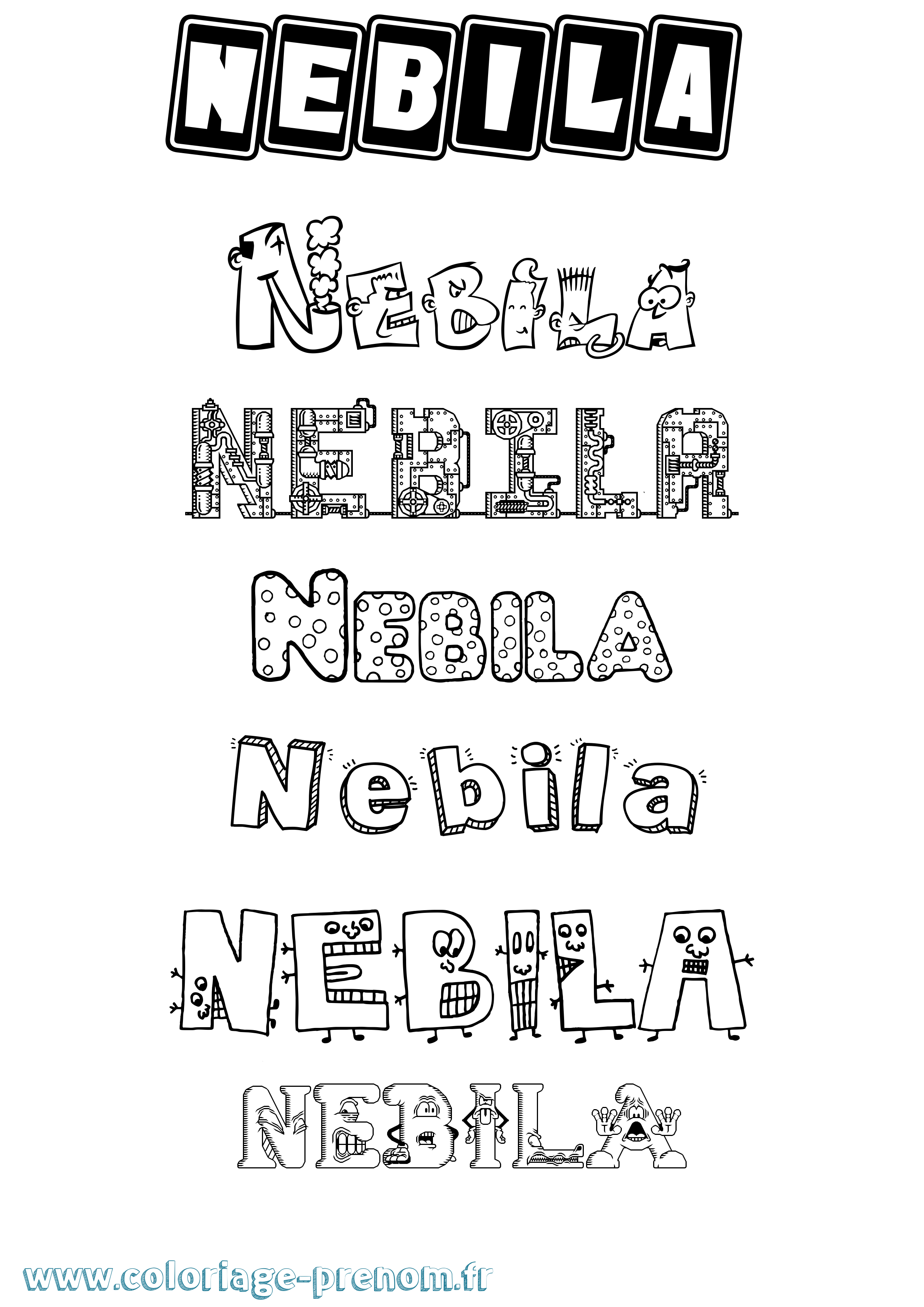 Coloriage Nebila Fun Coloriage prénom Nebila Fun