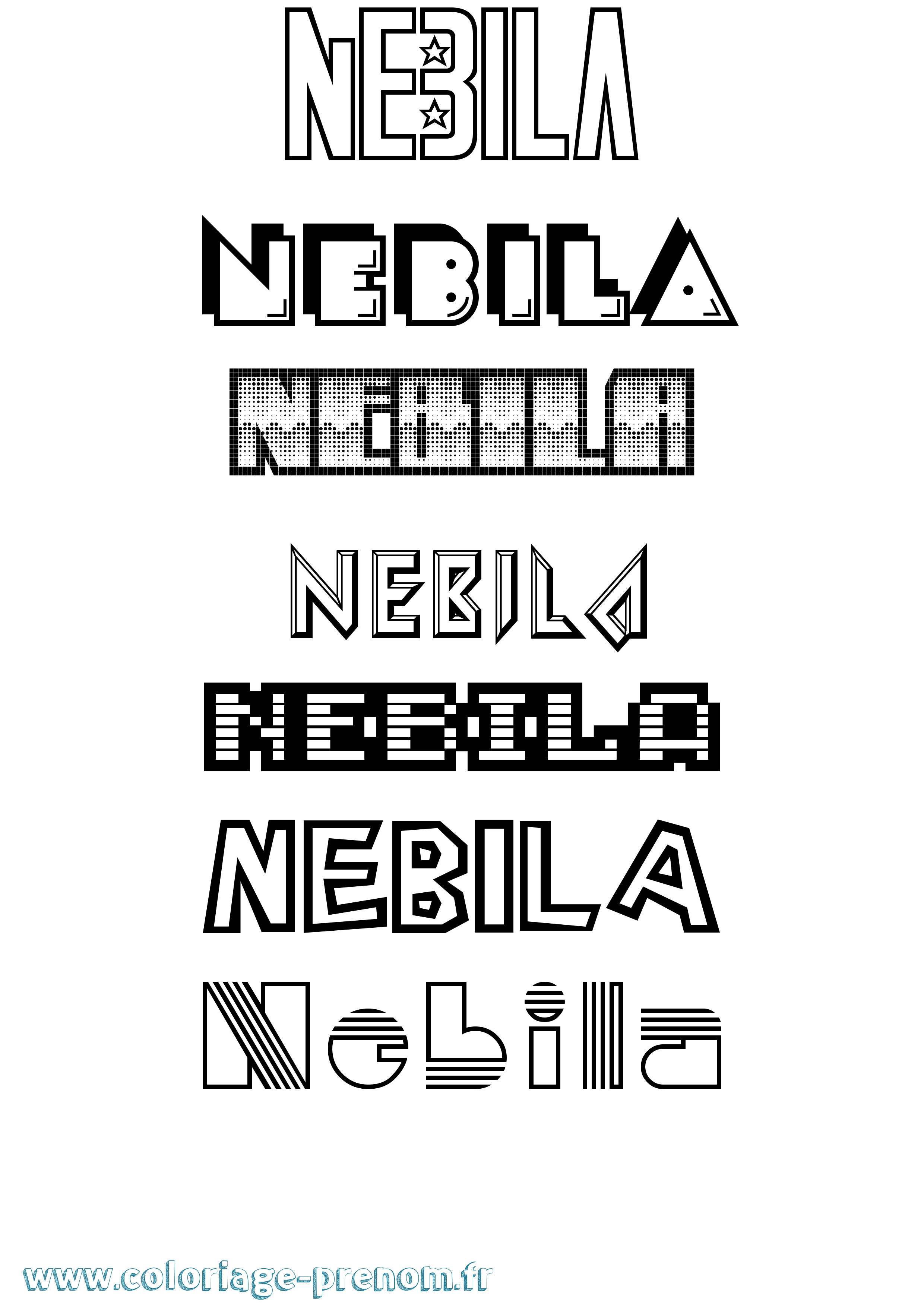 Coloriage Nebila Jeux Vidéos Coloriage prénom Nebila Jeux Vidéos