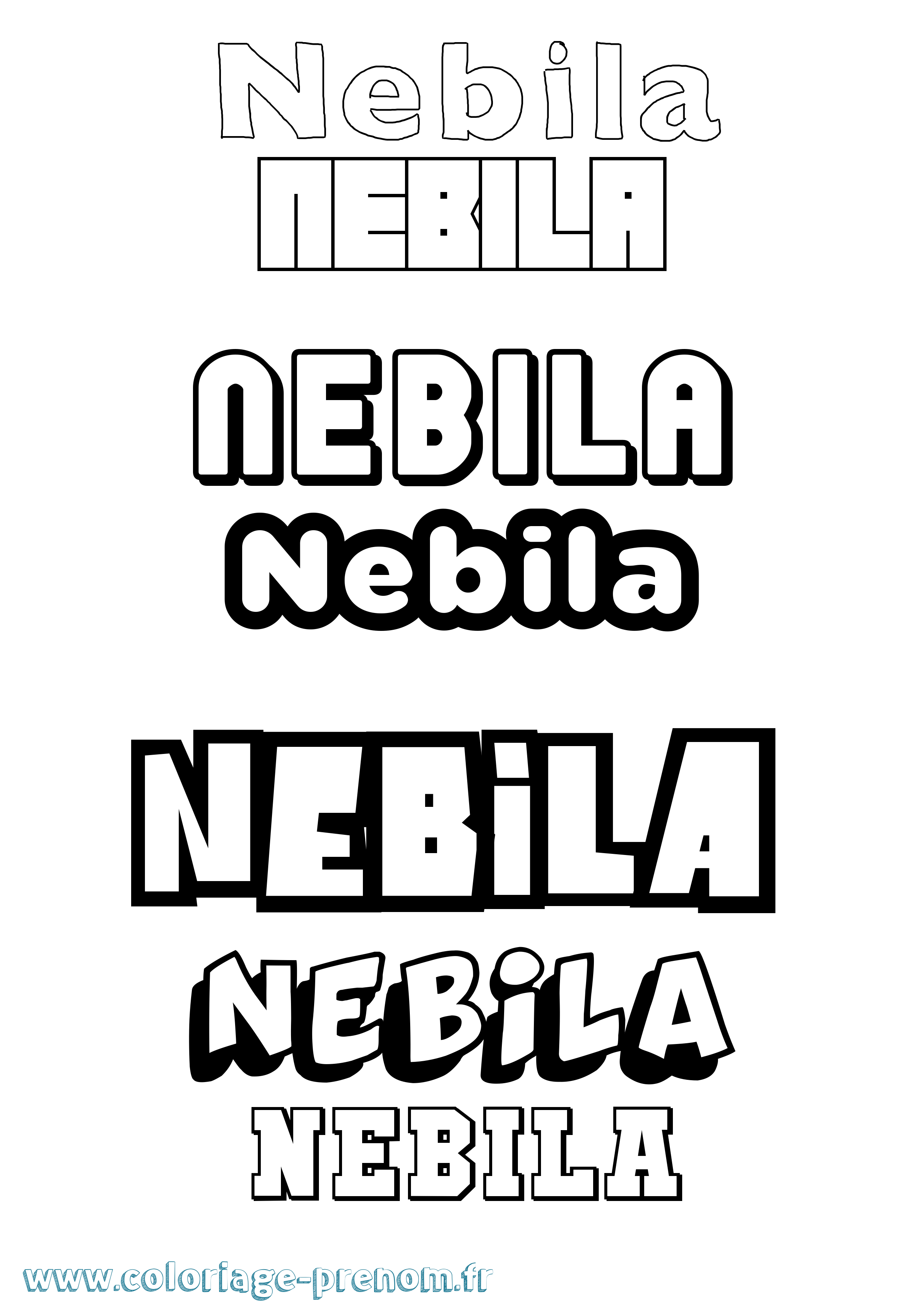 Coloriage Nebila Simple Coloriage prénom Nebila Simple