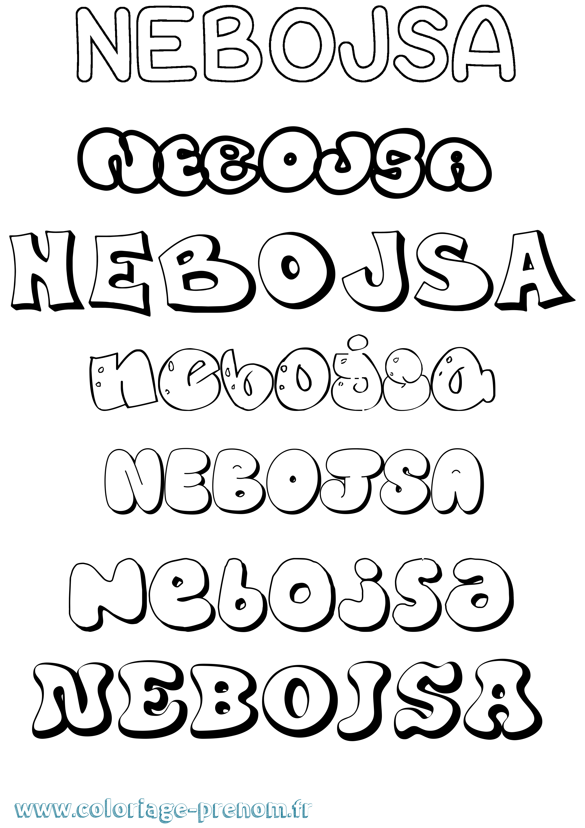 Coloriage Nebojsa Bubble Coloriage prénom Nebojsa Bubble