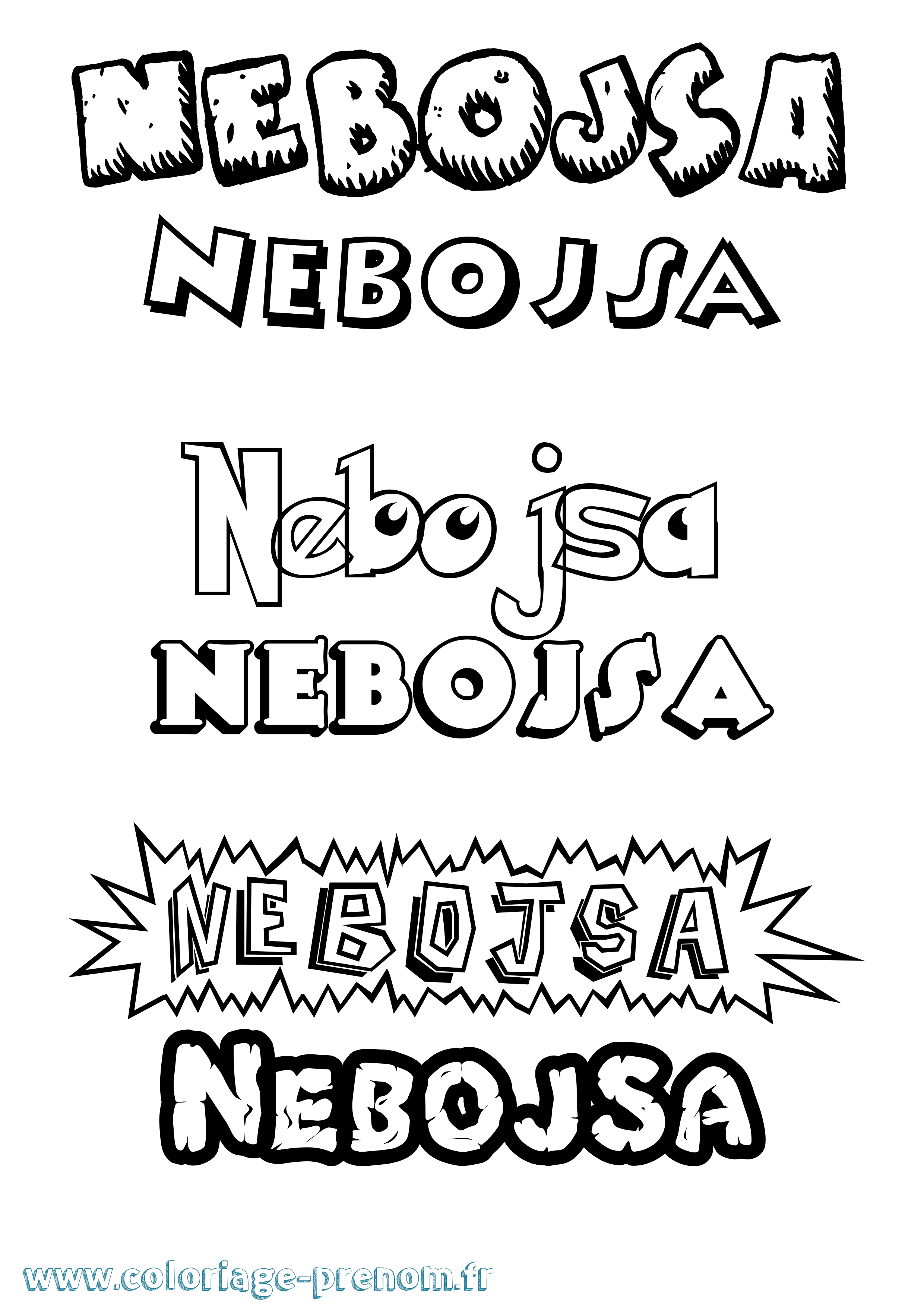 Coloriage Nebojsa Dessin Animé Coloriage prénom Nebojsa Dessin Animé