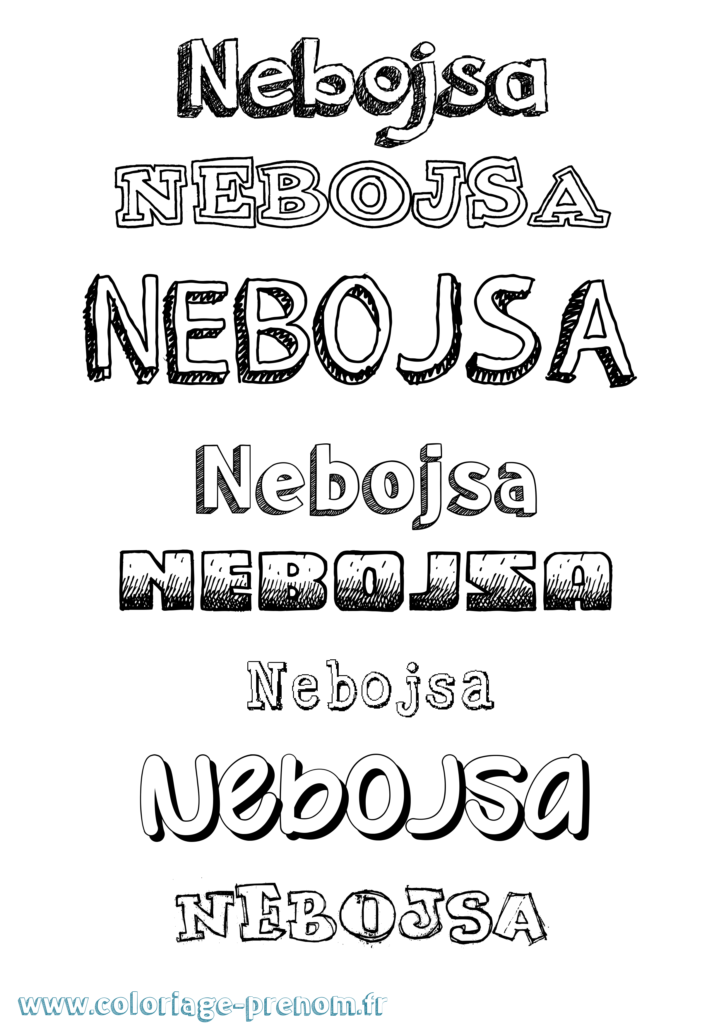 Coloriage Nebojsa Dessiné Coloriage prénom Nebojsa Dessiné