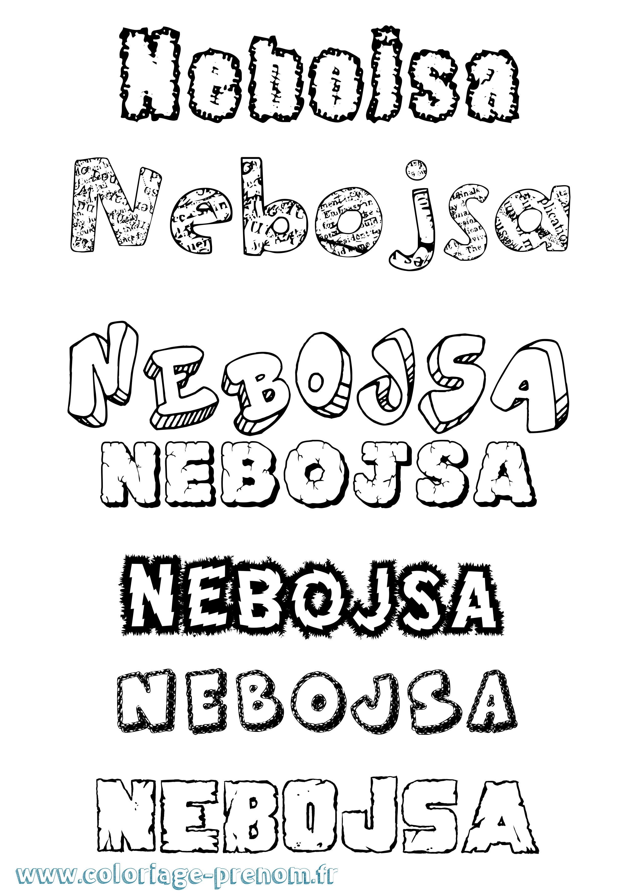 Coloriage Nebojsa Destructuré Coloriage prénom Nebojsa Destructuré