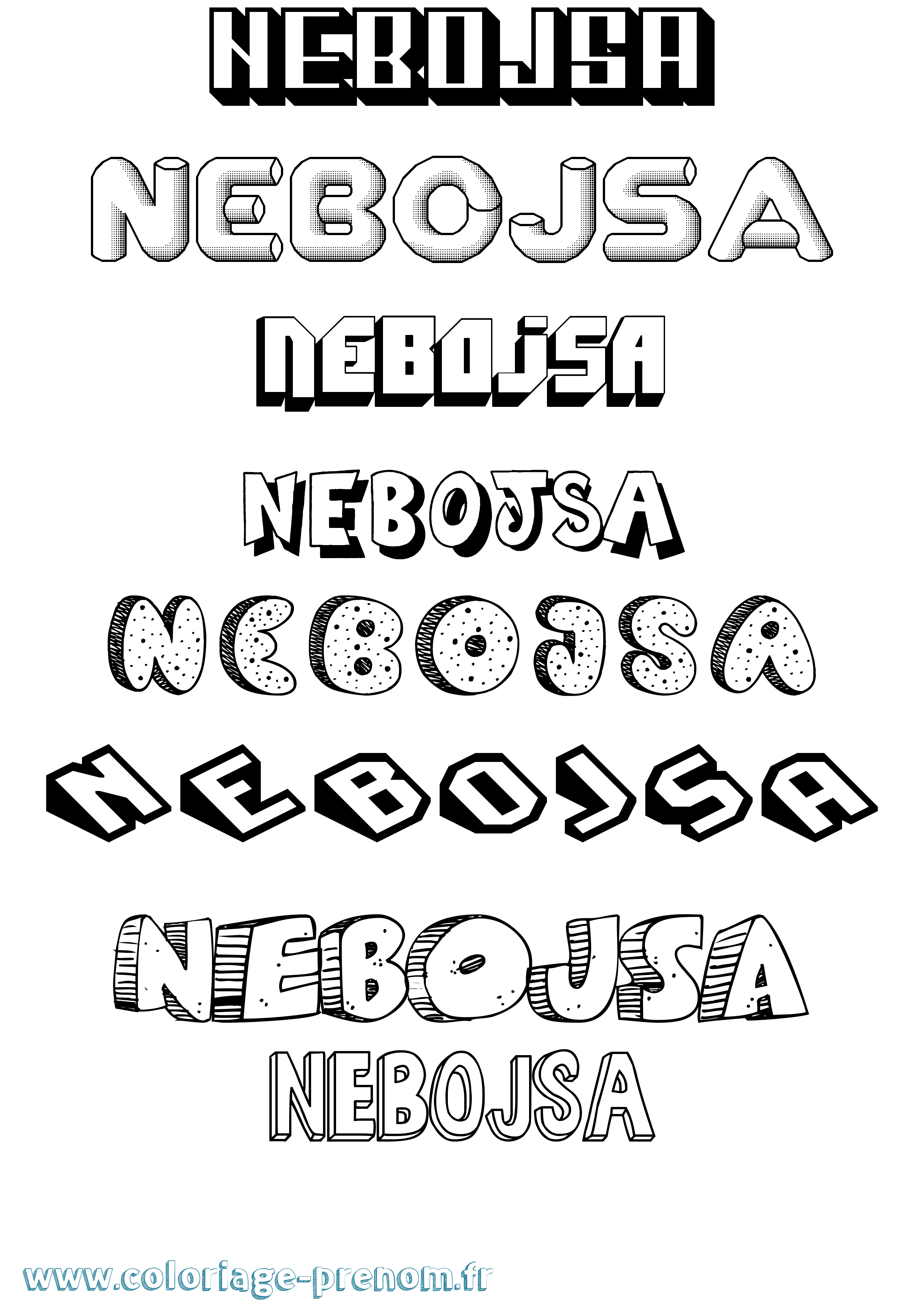 Coloriage Nebojsa Effet 3D Coloriage prénom Nebojsa Effet 3D