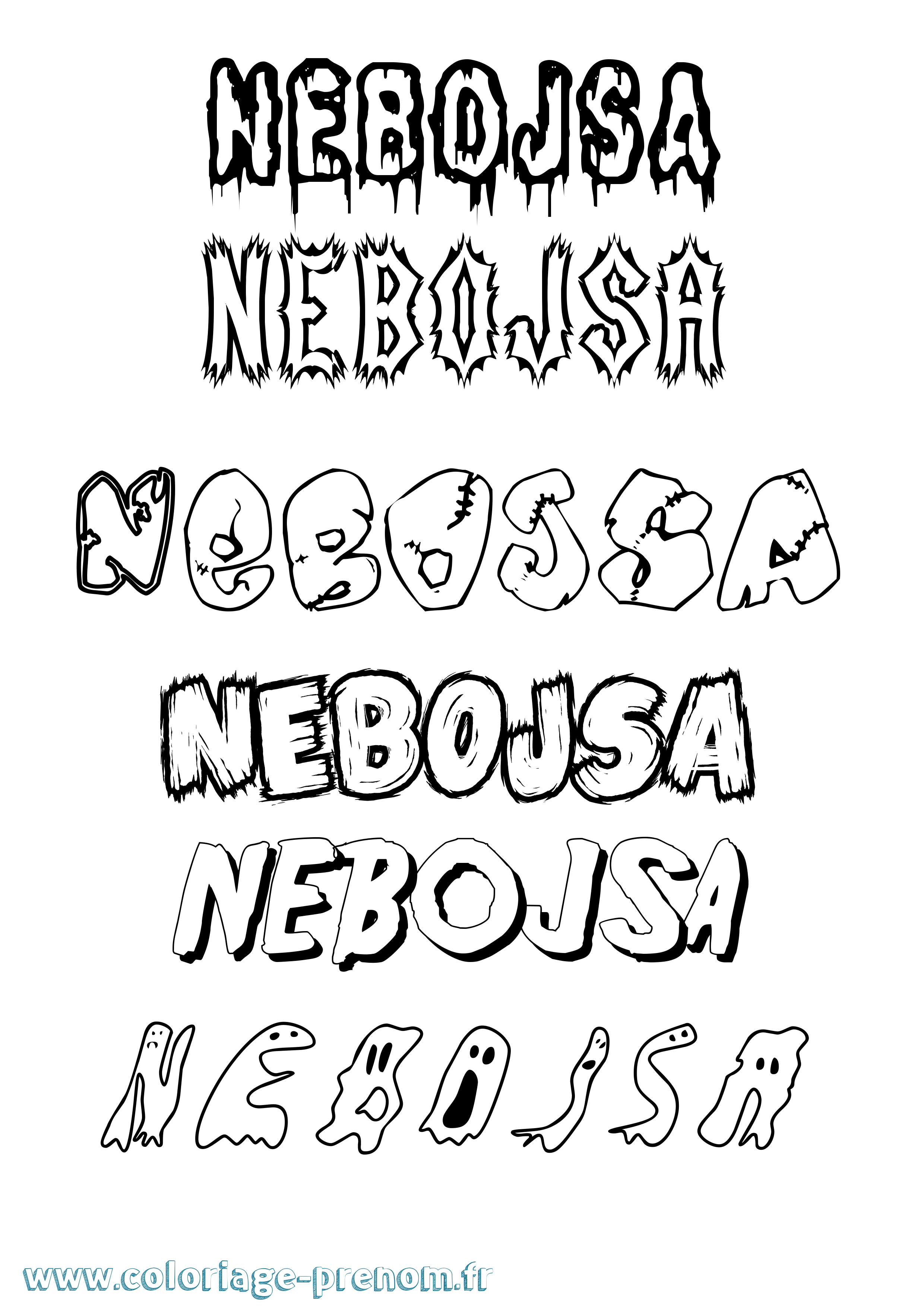 Coloriage Nebojsa Frisson Coloriage prénom Nebojsa Frisson