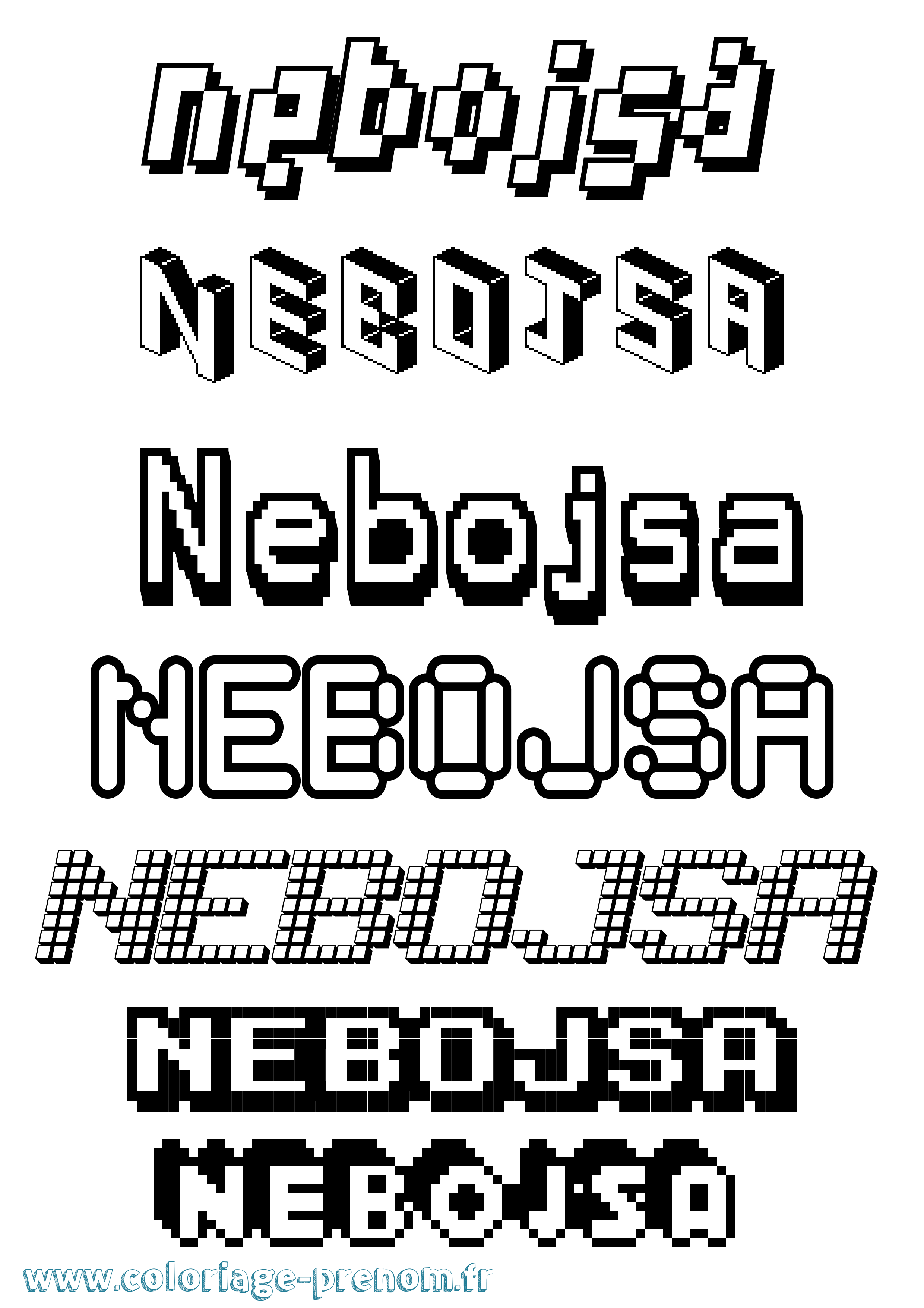 Coloriage Nebojsa Pixel Coloriage prénom Nebojsa Pixel