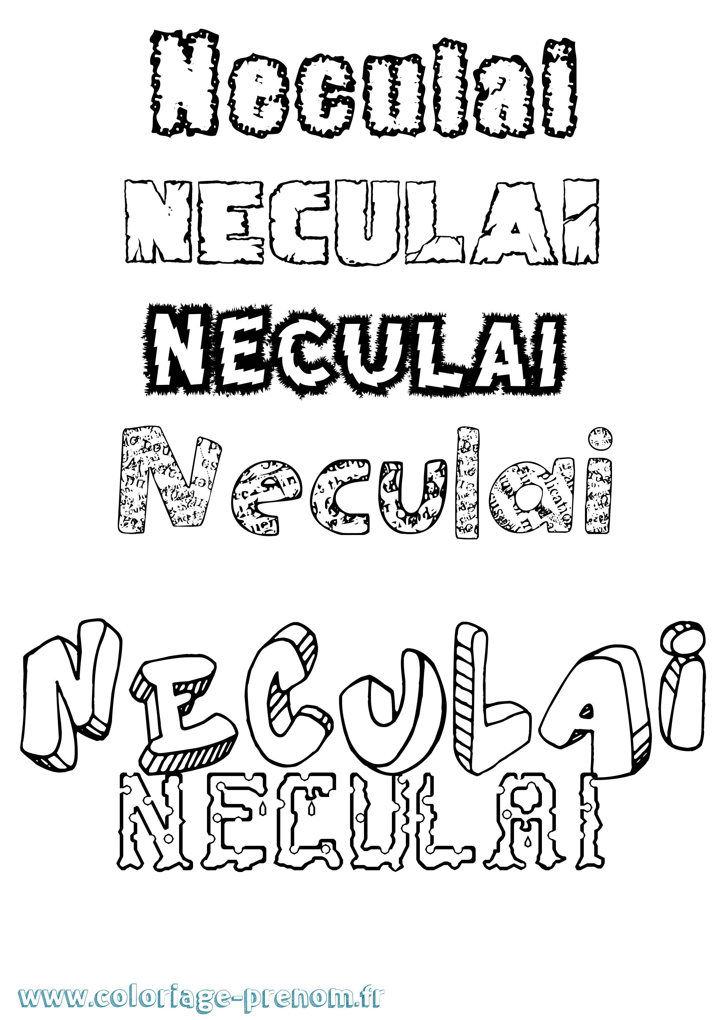 Coloriage Neculai Destructuré Coloriage prénom Neculai Destructuré