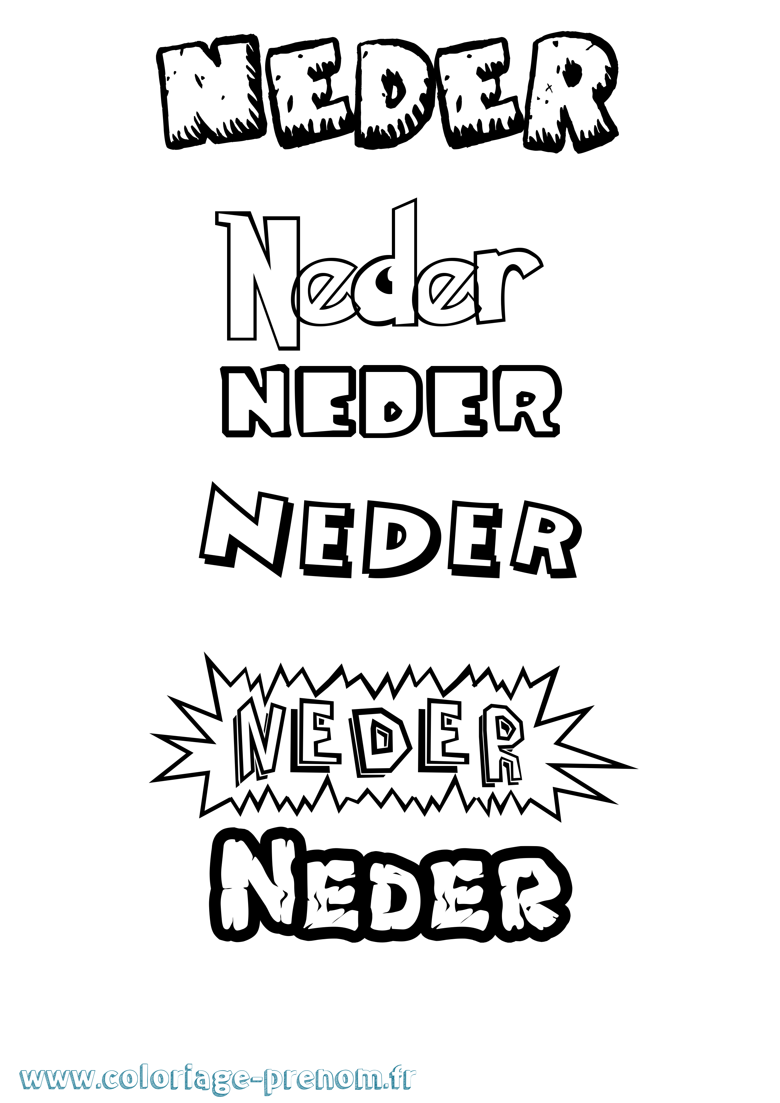 Coloriage Neder Dessin Animé Coloriage prénom Neder Dessin Animé