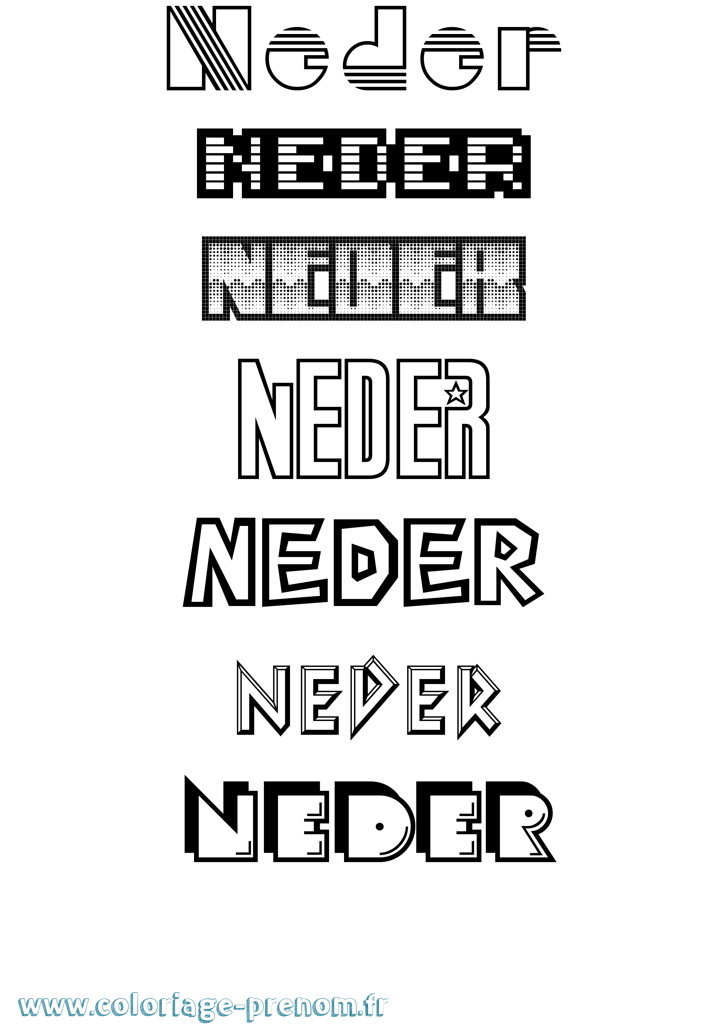 Coloriage Neder Jeux Vidéos Coloriage prénom Neder Jeux Vidéos