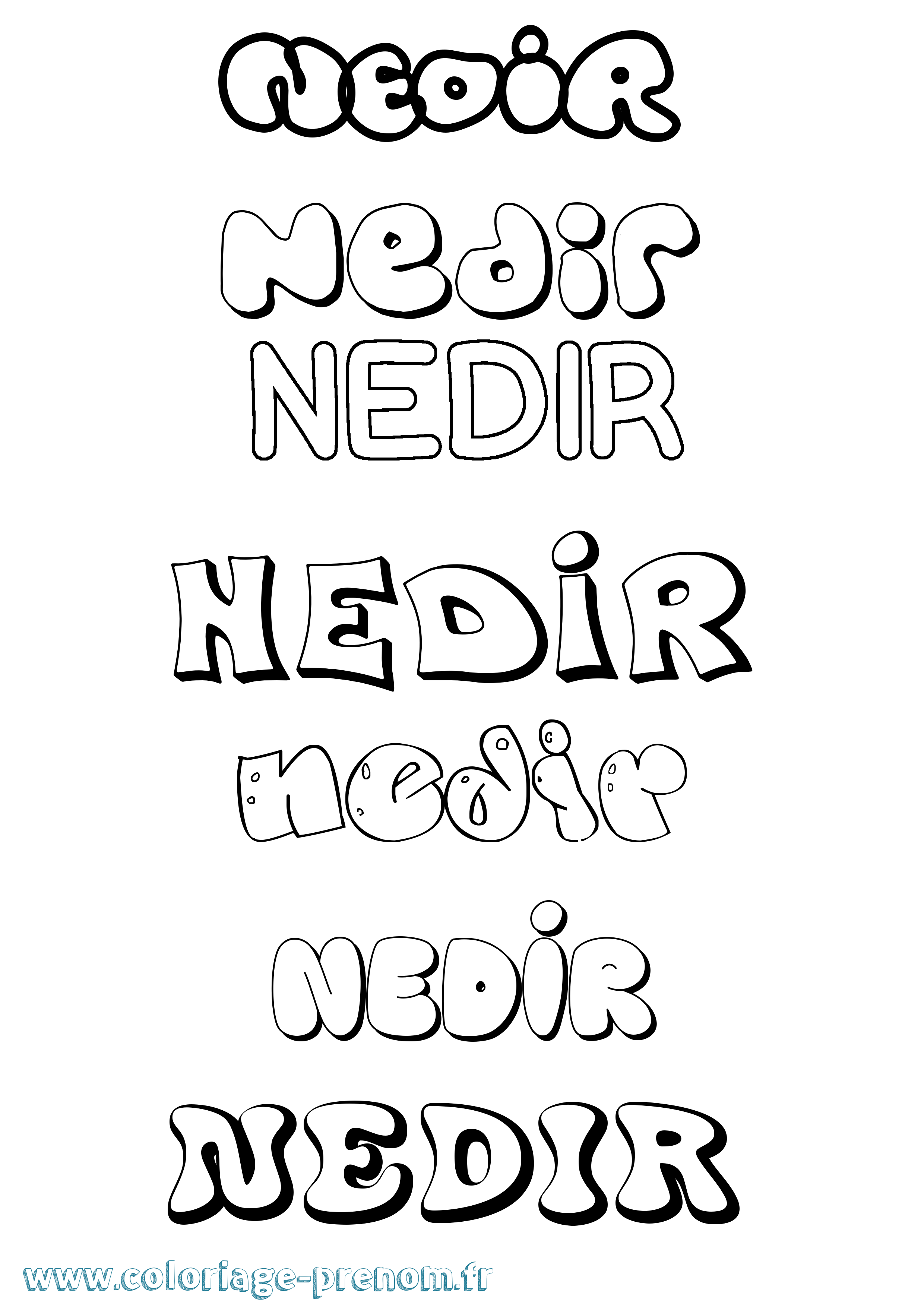 Coloriage Nedir Bubble Coloriage prénom Nedir Bubble