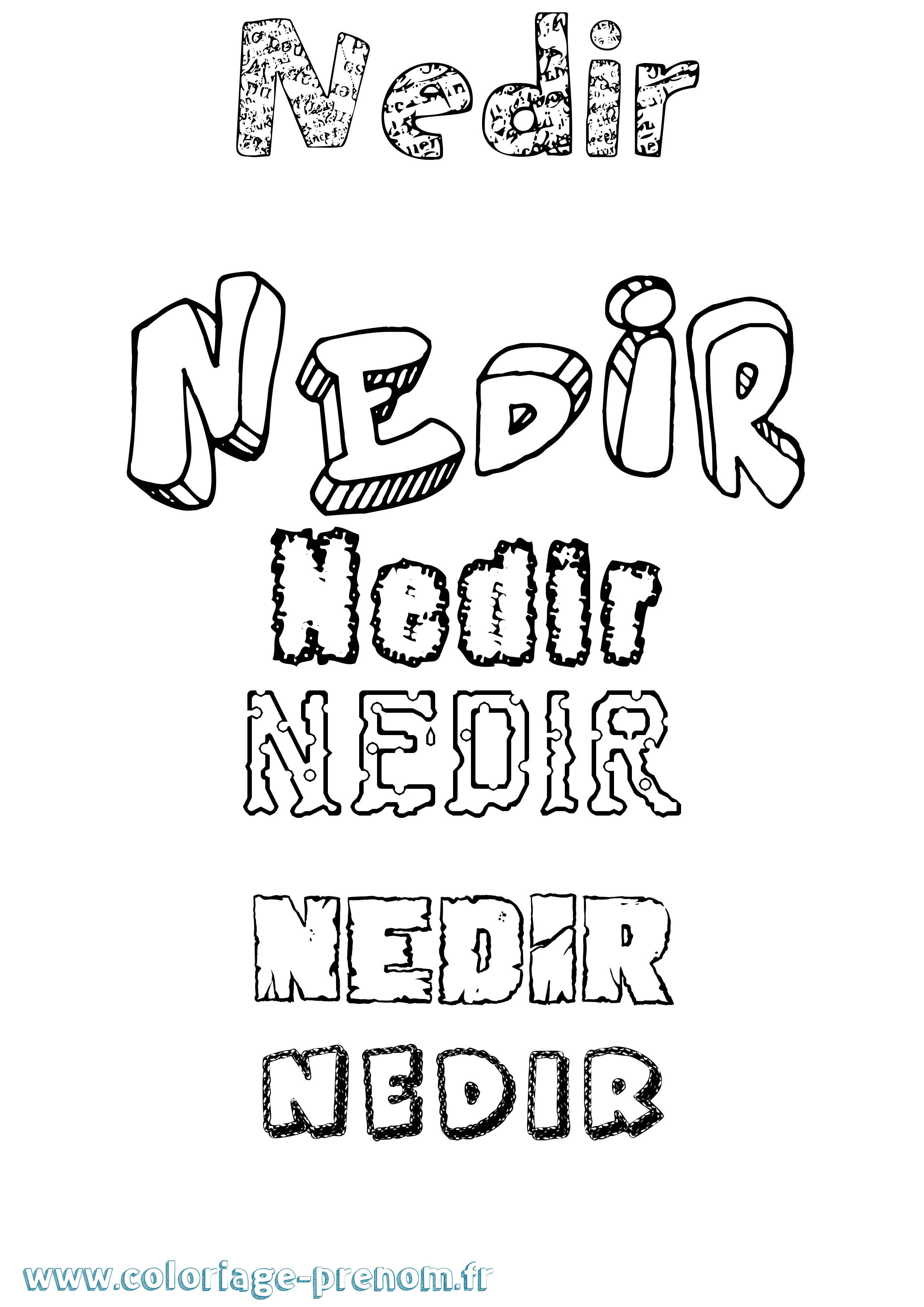 Coloriage Nedir Destructuré Coloriage prénom Nedir Destructuré