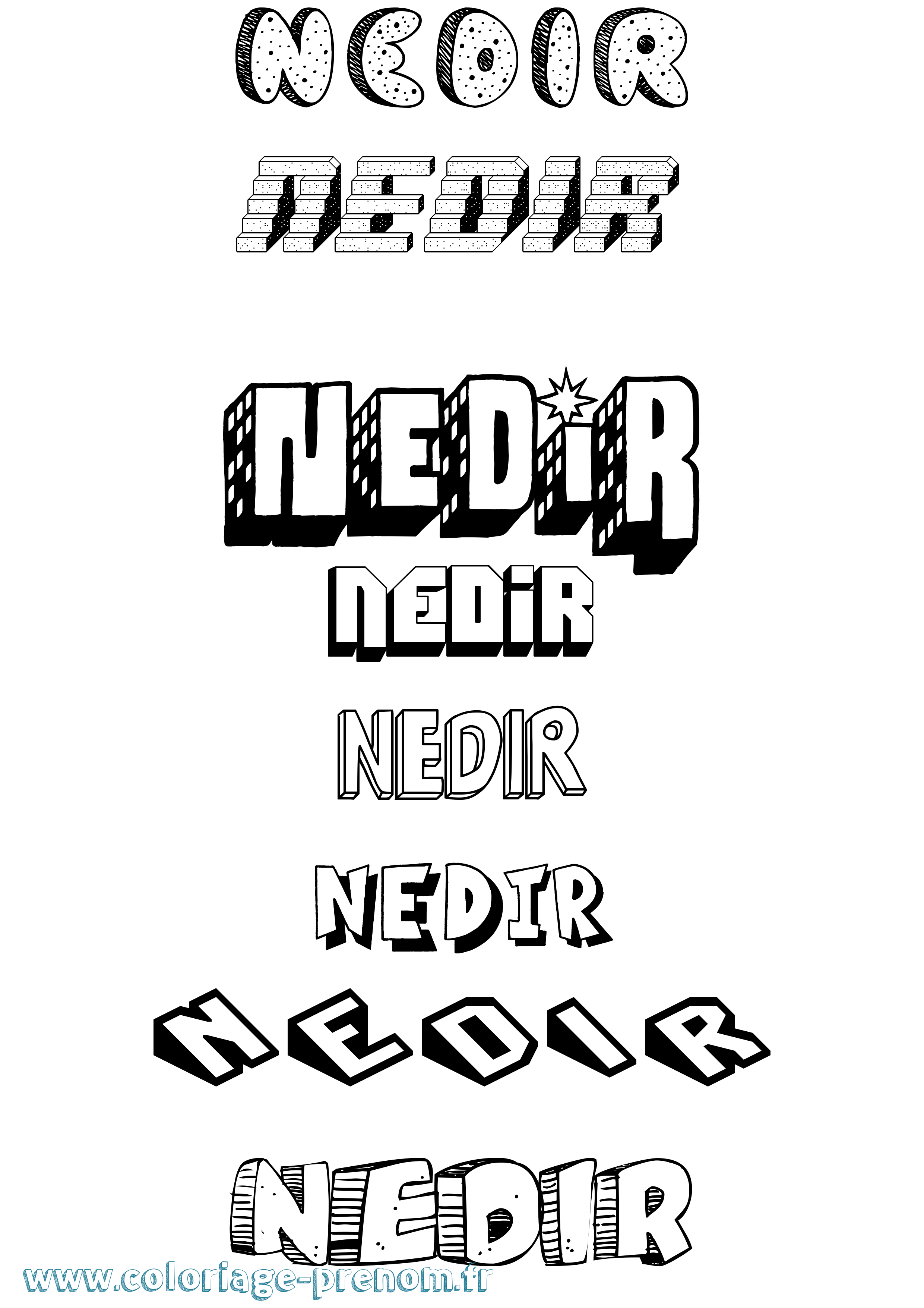 Coloriage Nedir Effet 3D Coloriage prénom Nedir Effet 3D