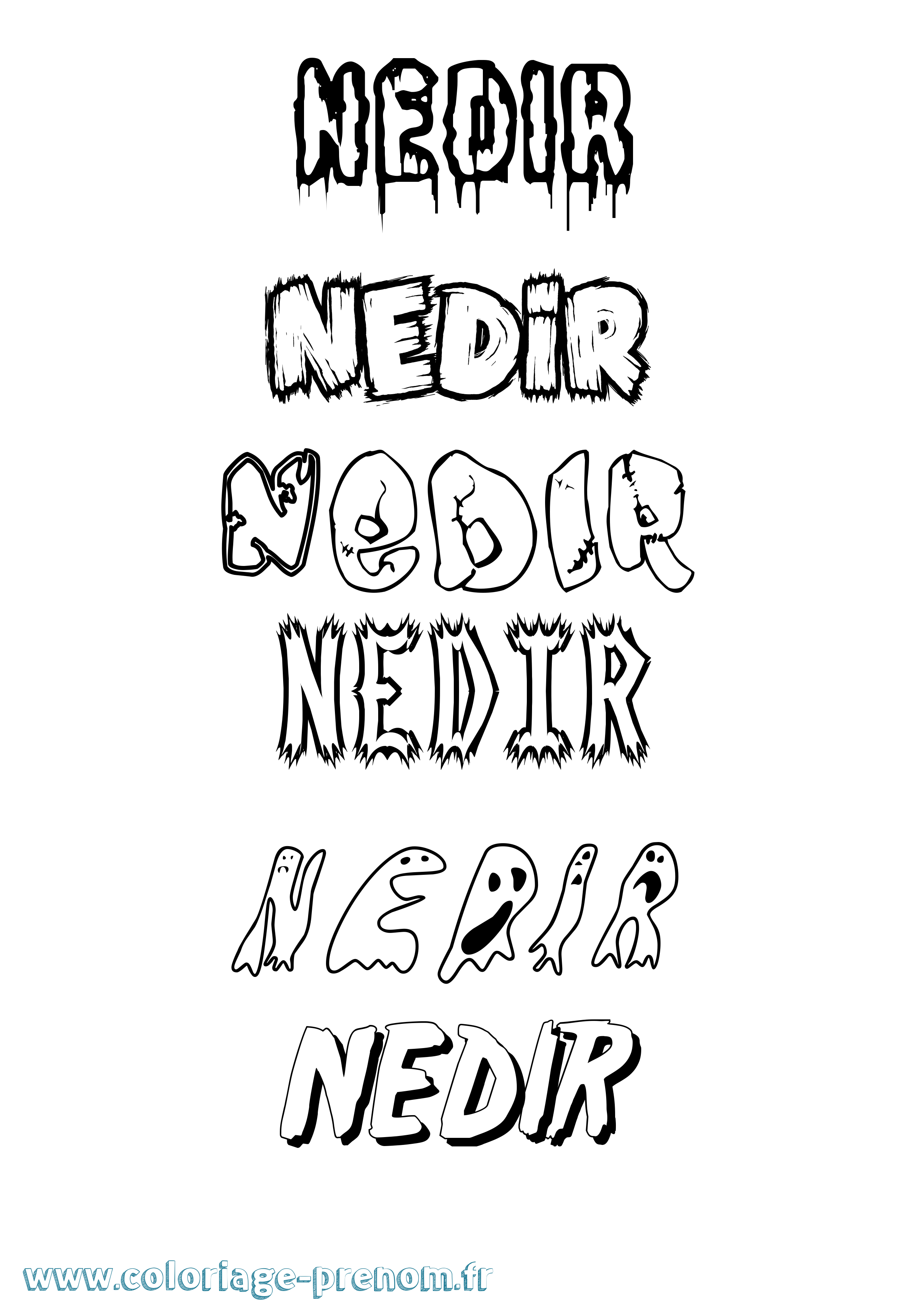 Coloriage Nedir Frisson Coloriage prénom Nedir Frisson