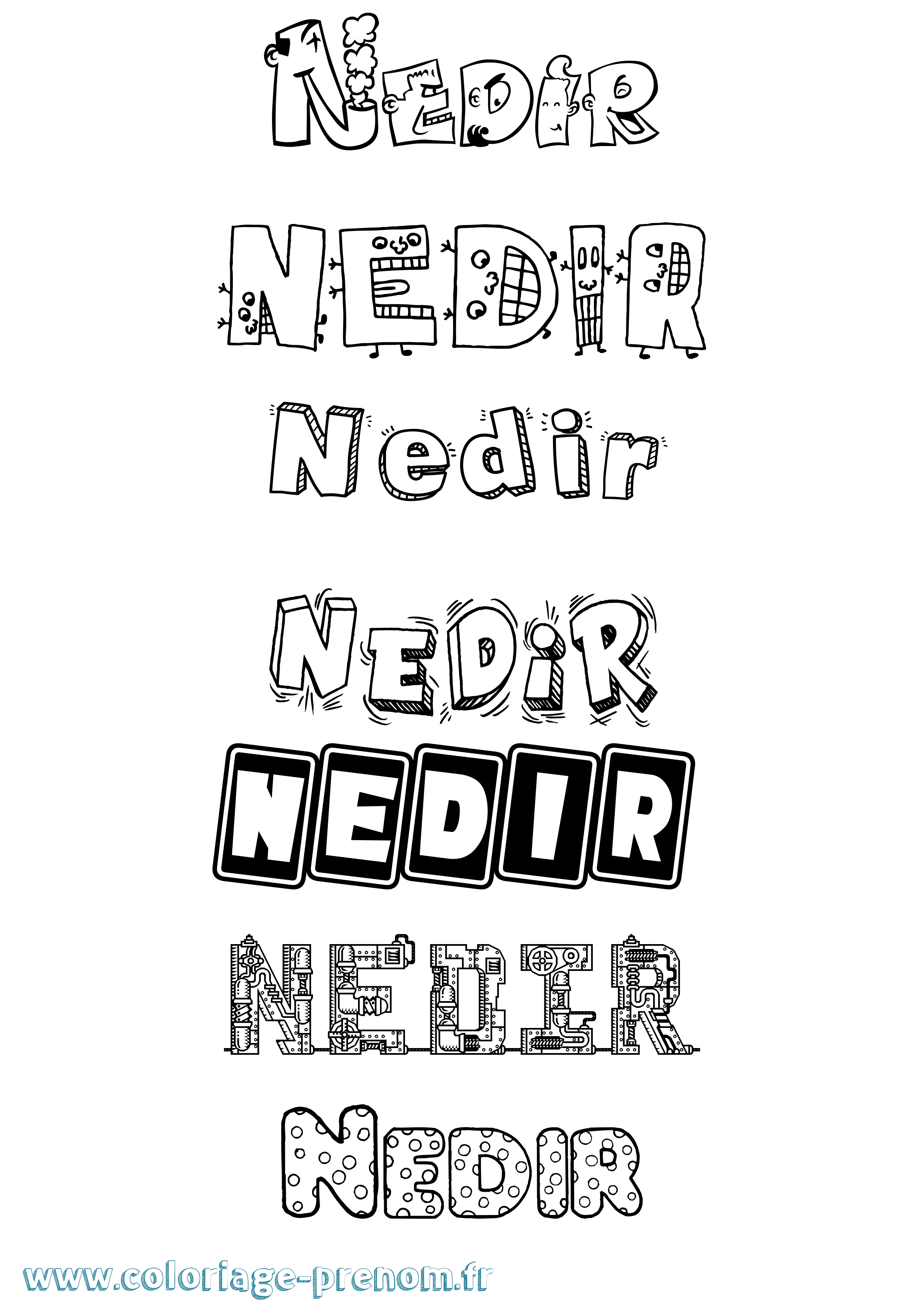 Coloriage Nedir Fun Coloriage prénom Nedir Fun