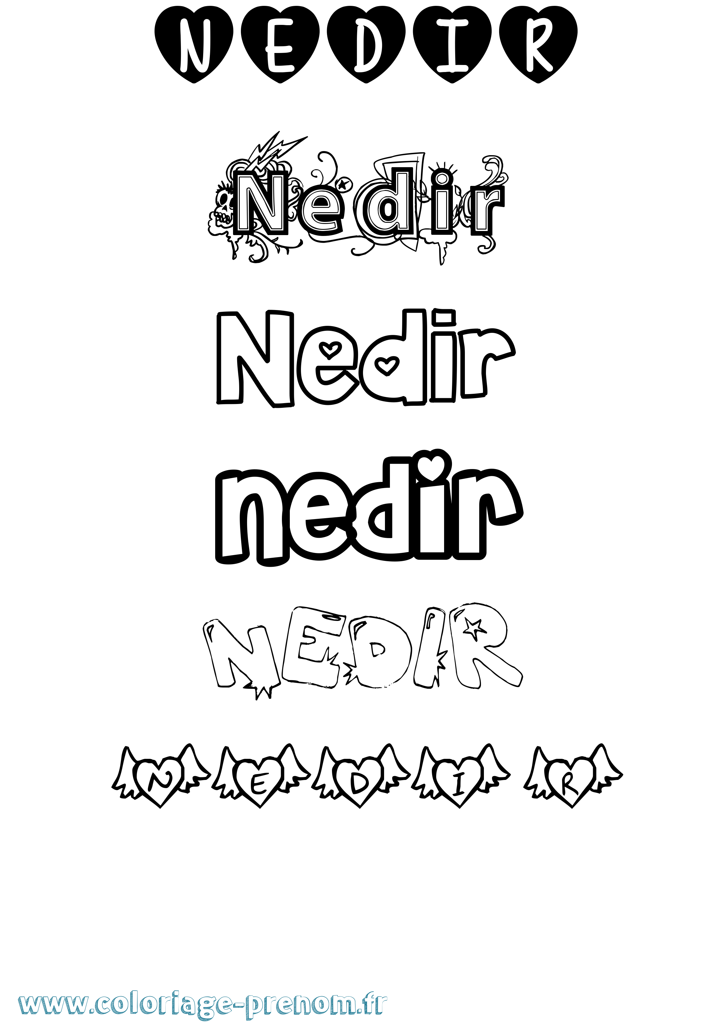 Coloriage Nedir Girly Coloriage prénom Nedir Girly