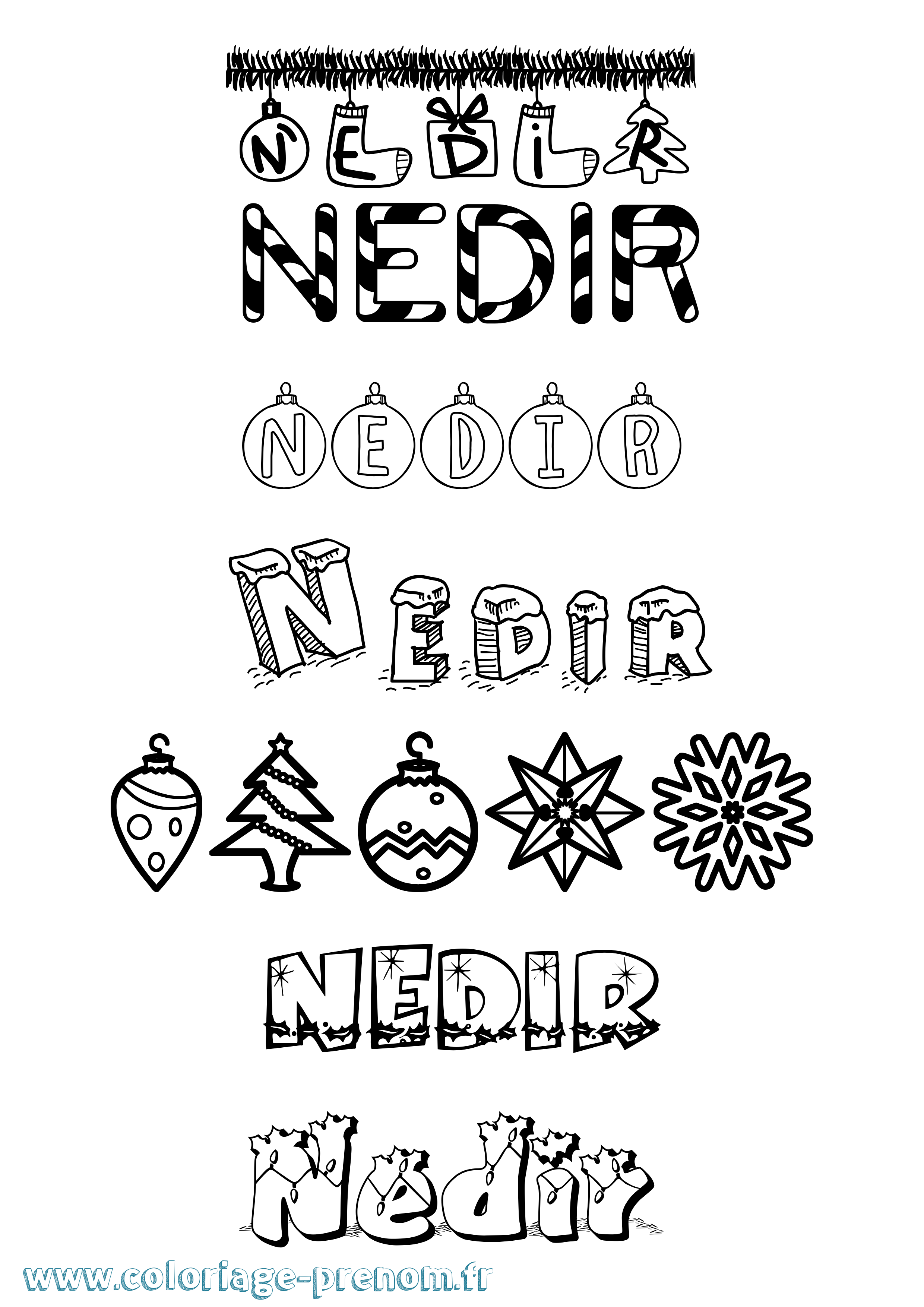 Coloriage Nedir Noël Coloriage prénom Nedir Noël