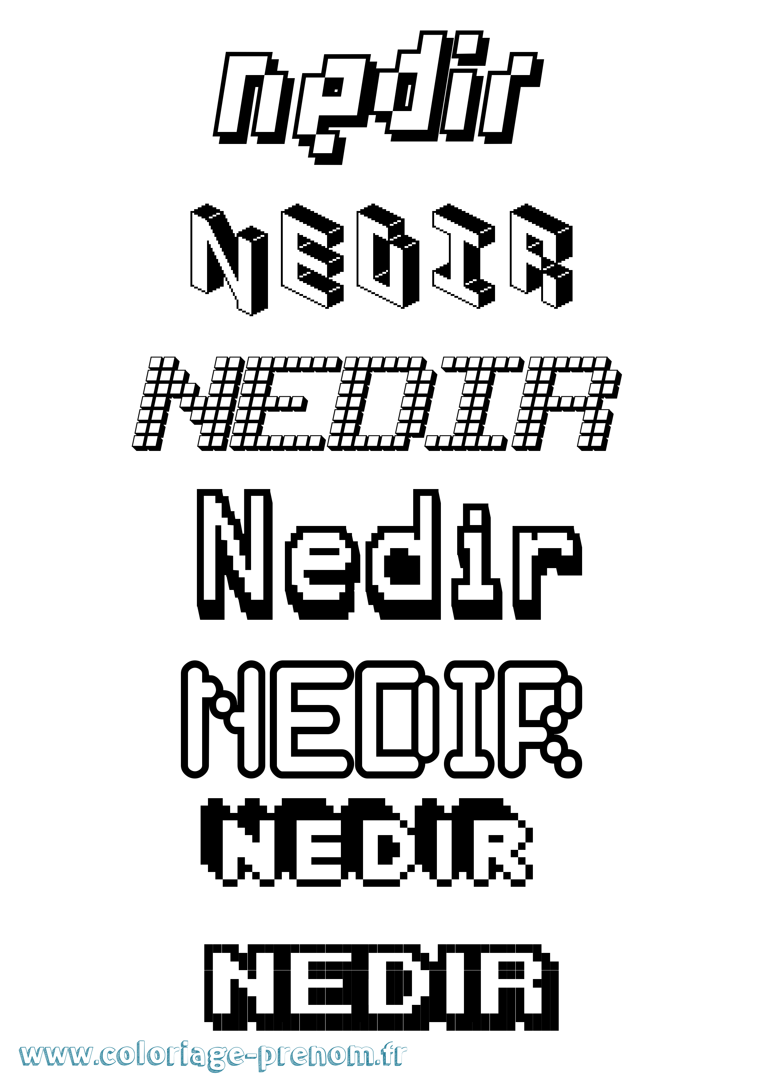 Coloriage Nedir Pixel Coloriage prénom Nedir Pixel