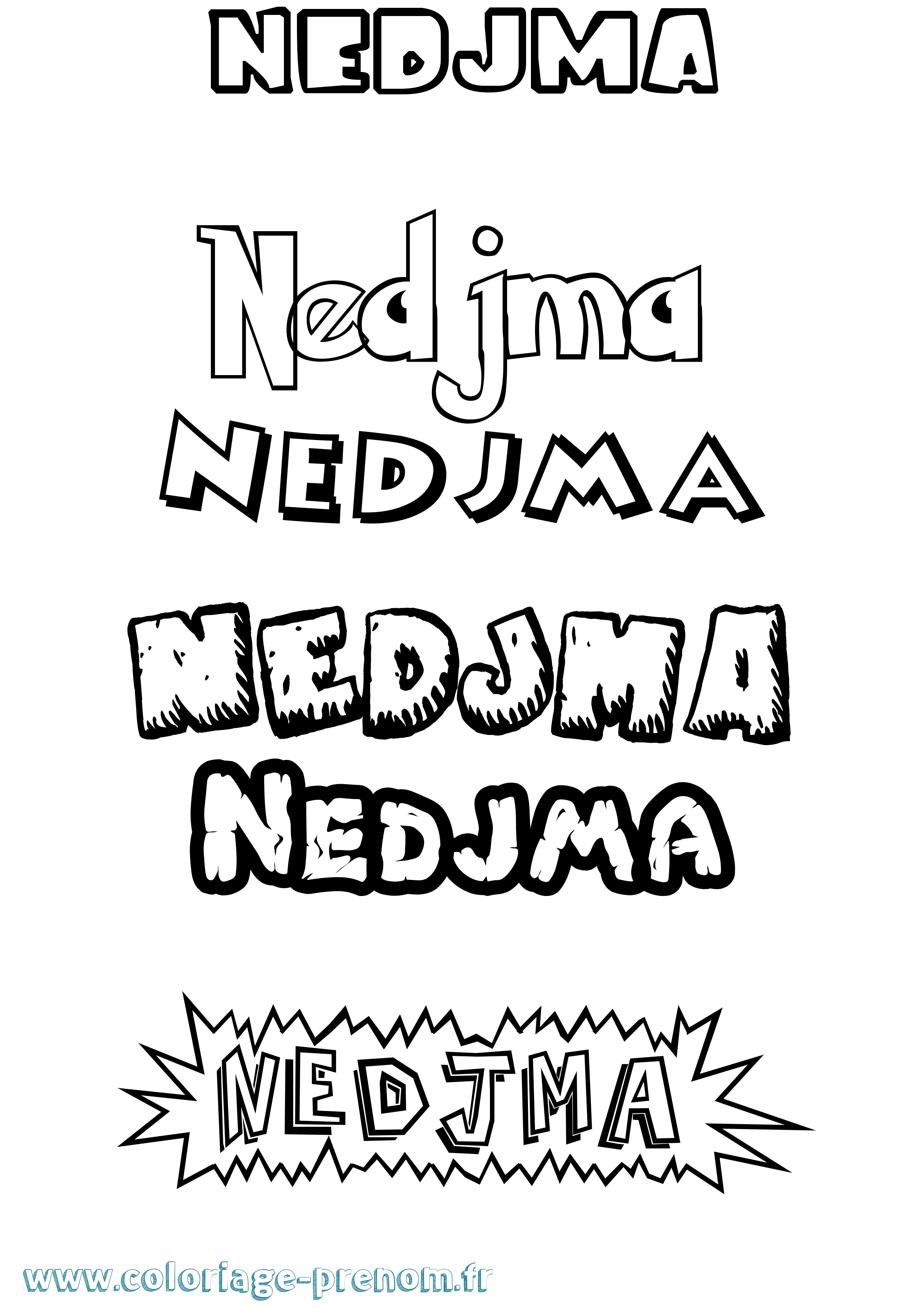 Coloriage Nedjma Dessin Animé Coloriage prénom Nedjma Dessin Animé