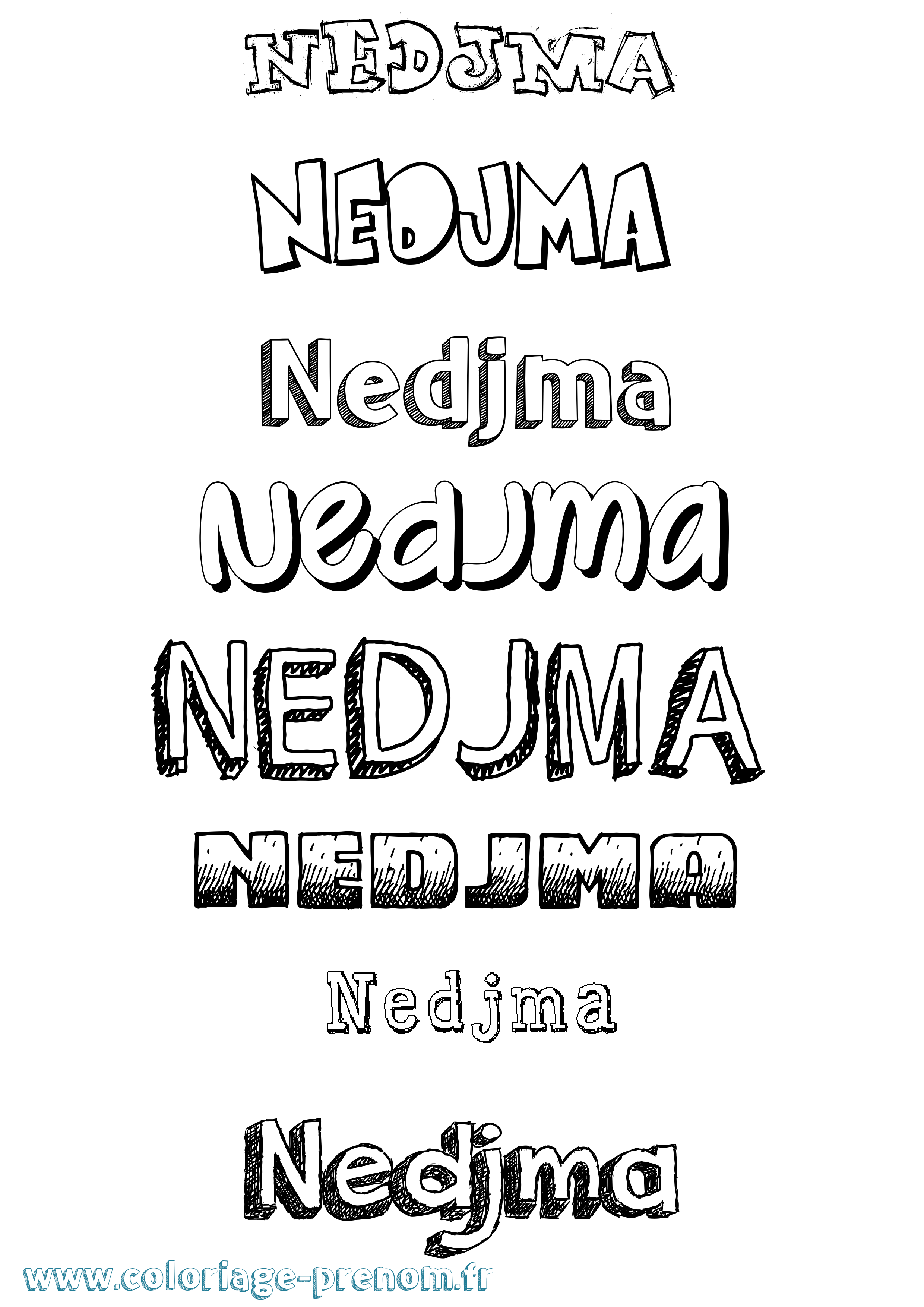 Coloriage Nedjma Dessiné Coloriage prénom Nedjma Dessiné