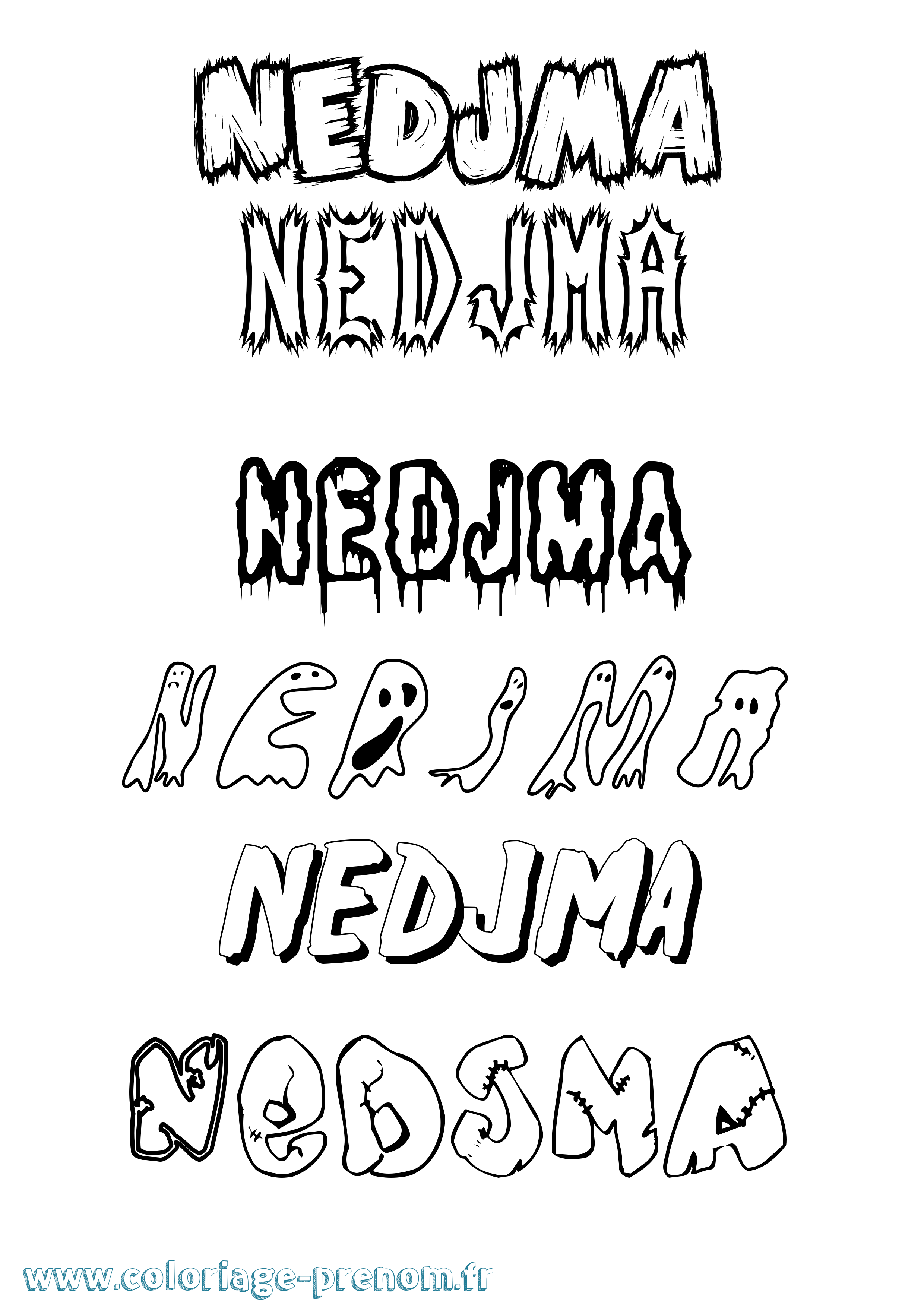 Coloriage Nedjma Frisson Coloriage prénom Nedjma Frisson