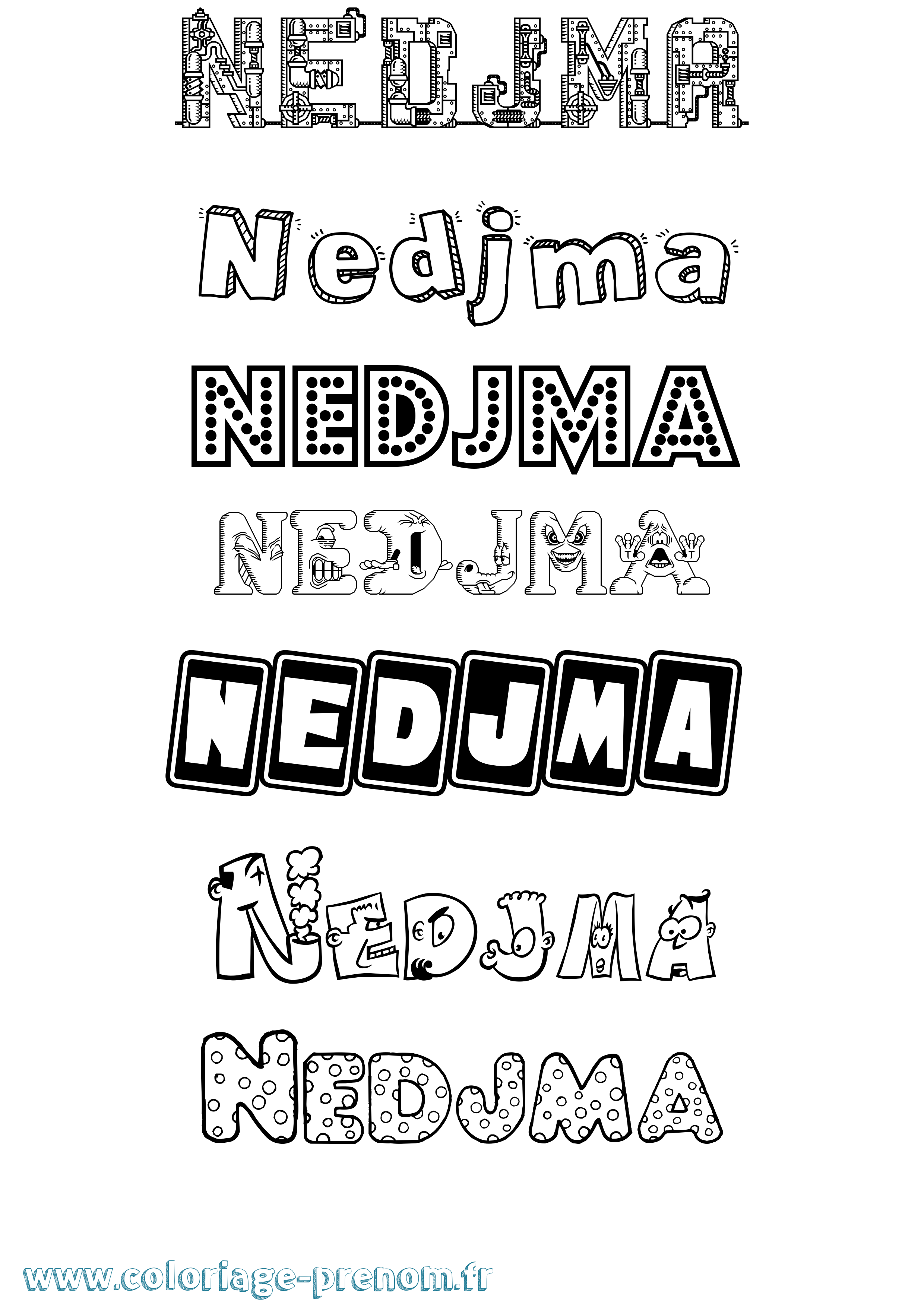 Coloriage Nedjma Fun Coloriage prénom Nedjma Fun